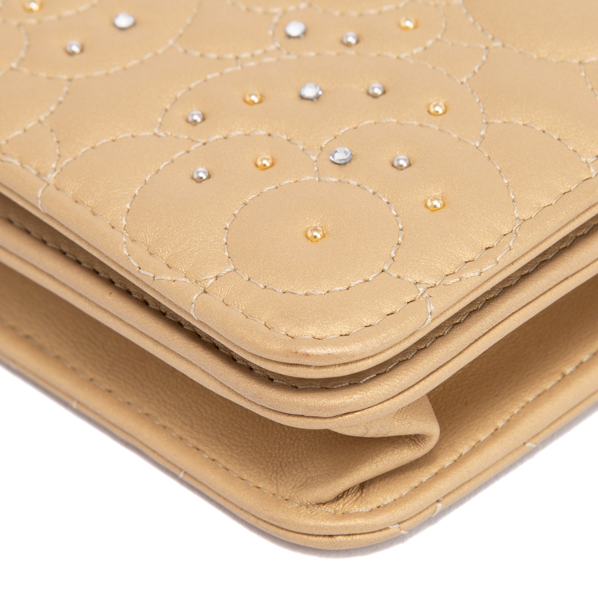 Chanel Camellia Studded Wallet on Chain w/ Authenticity Card