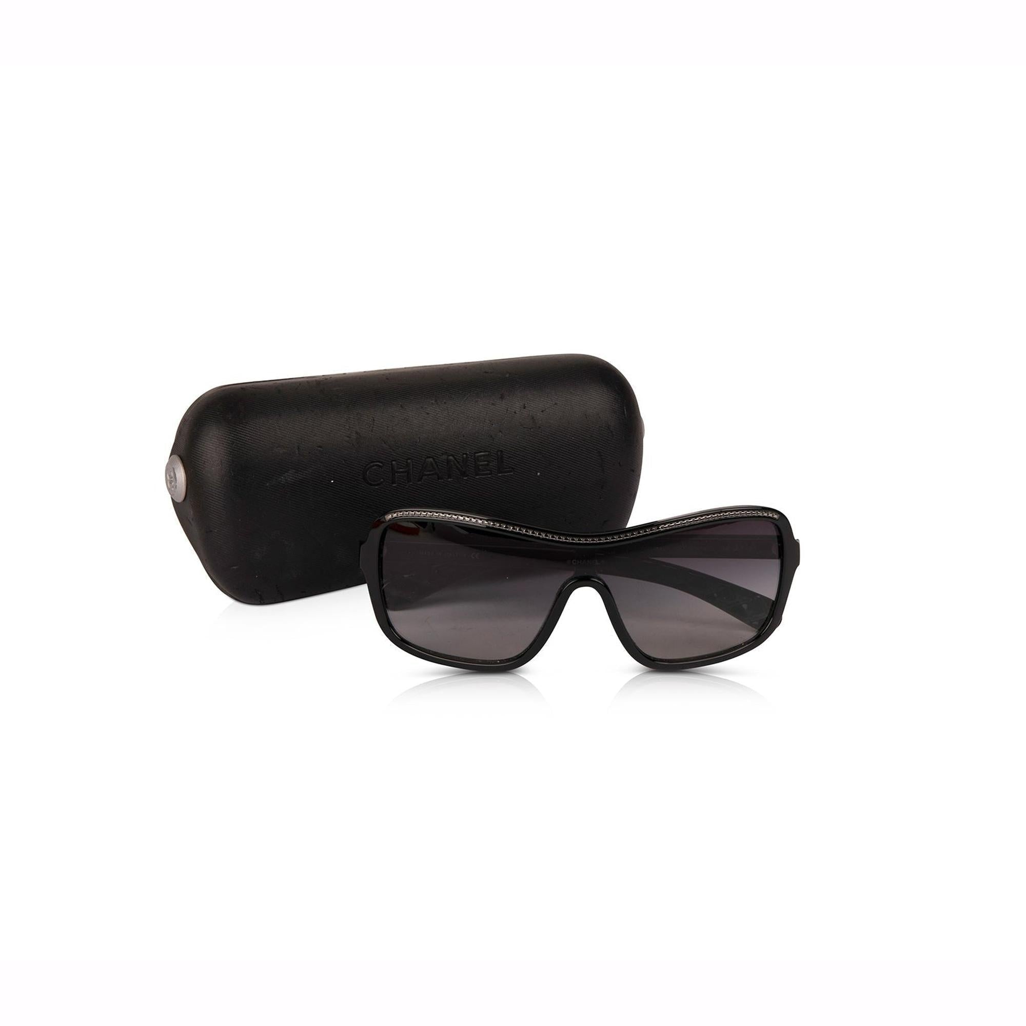 Chanel Chain Link Shield Sunglasses w/ Case