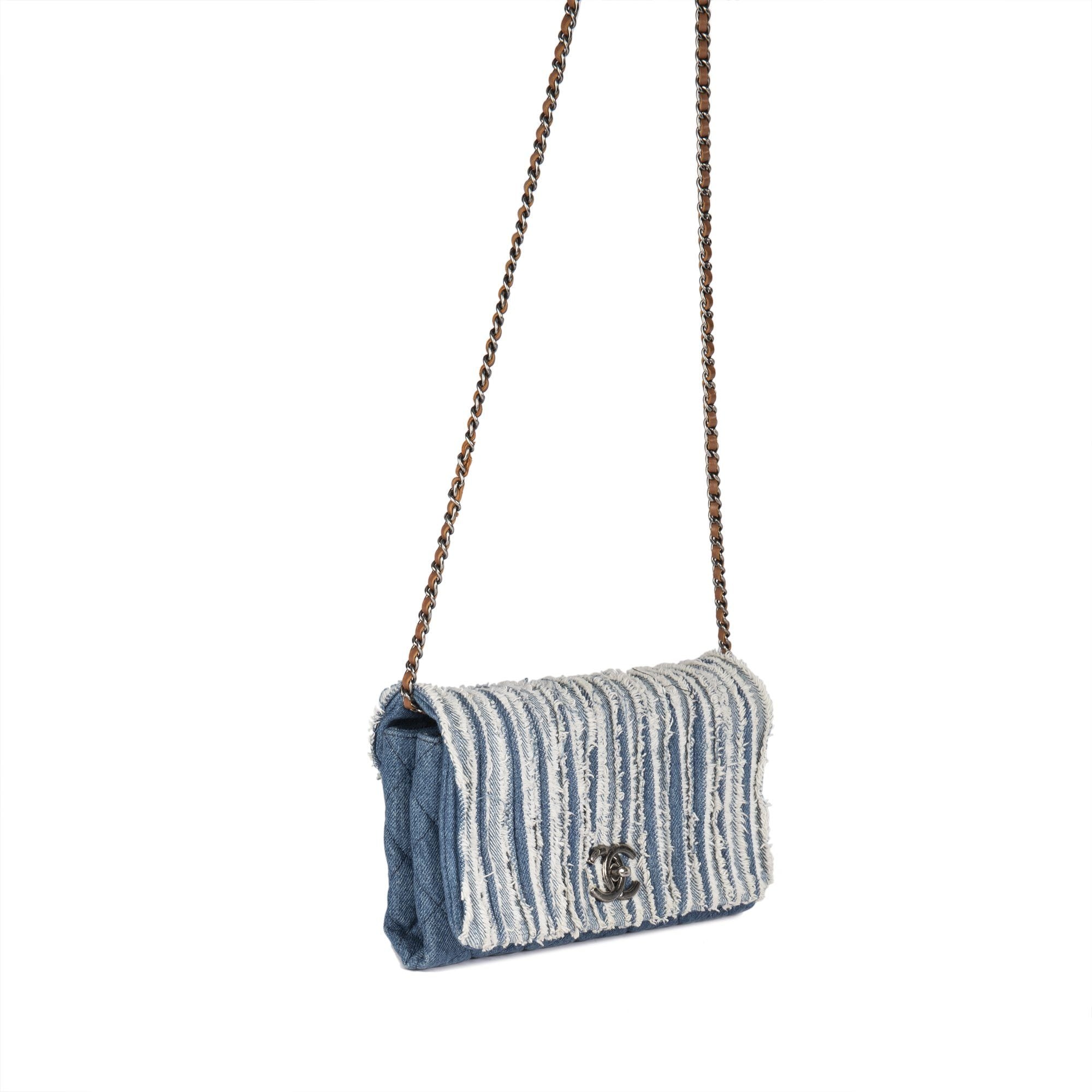 Chanel Denim Fringe Medium Flap Bag w/ Receipt & Authenticity Card
