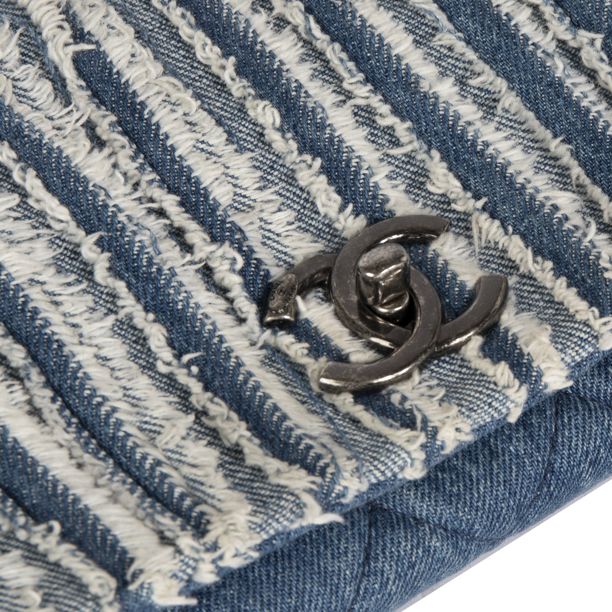 Chanel Denim Fringe Medium Flap Bag w/ Receipt & Authenticity Card