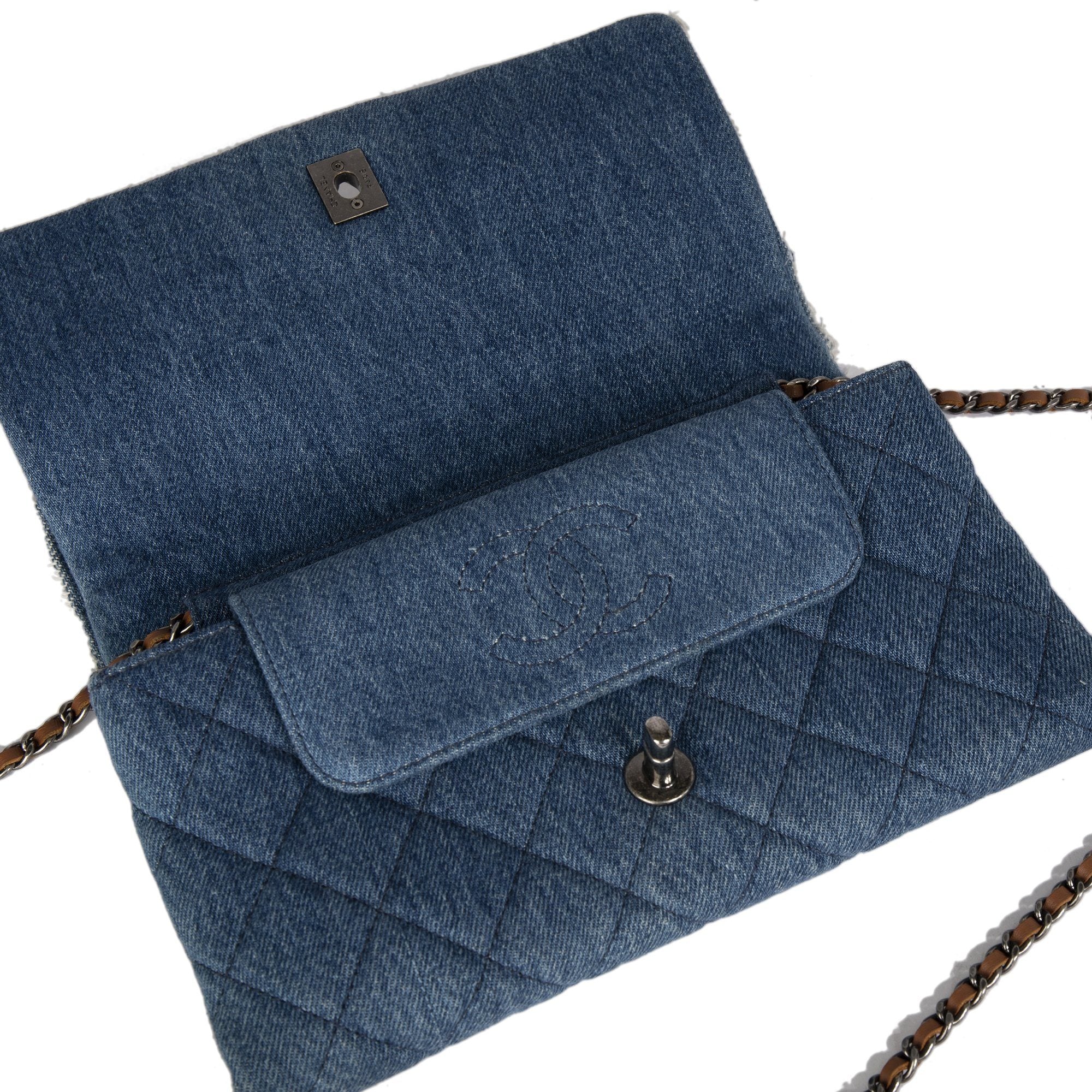 Chanel Denim Fringe Medium Flap Bag w/ Receipt & Authenticity Card