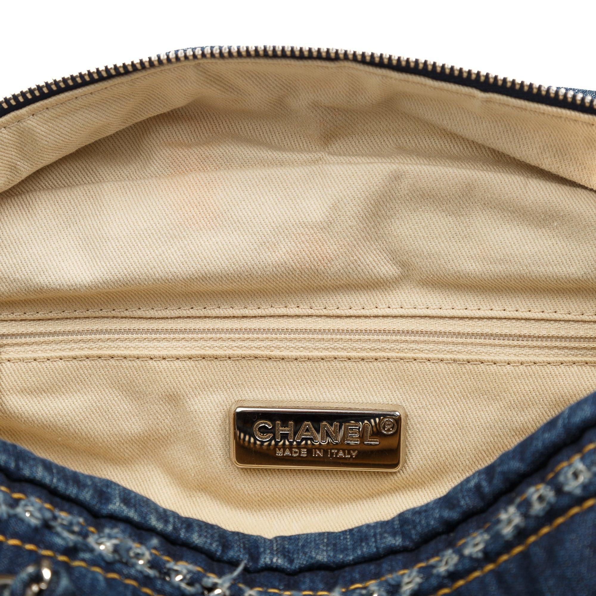 Chanel Denim Luxe Ligne Bowler Bag w/ Authenticity Card