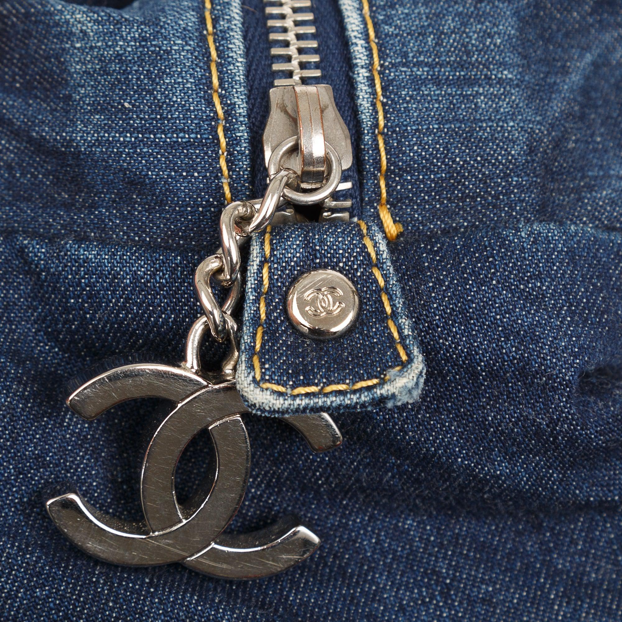 Chanel Denim Luxe Ligne Bowler Bag w/ Authenticity Card