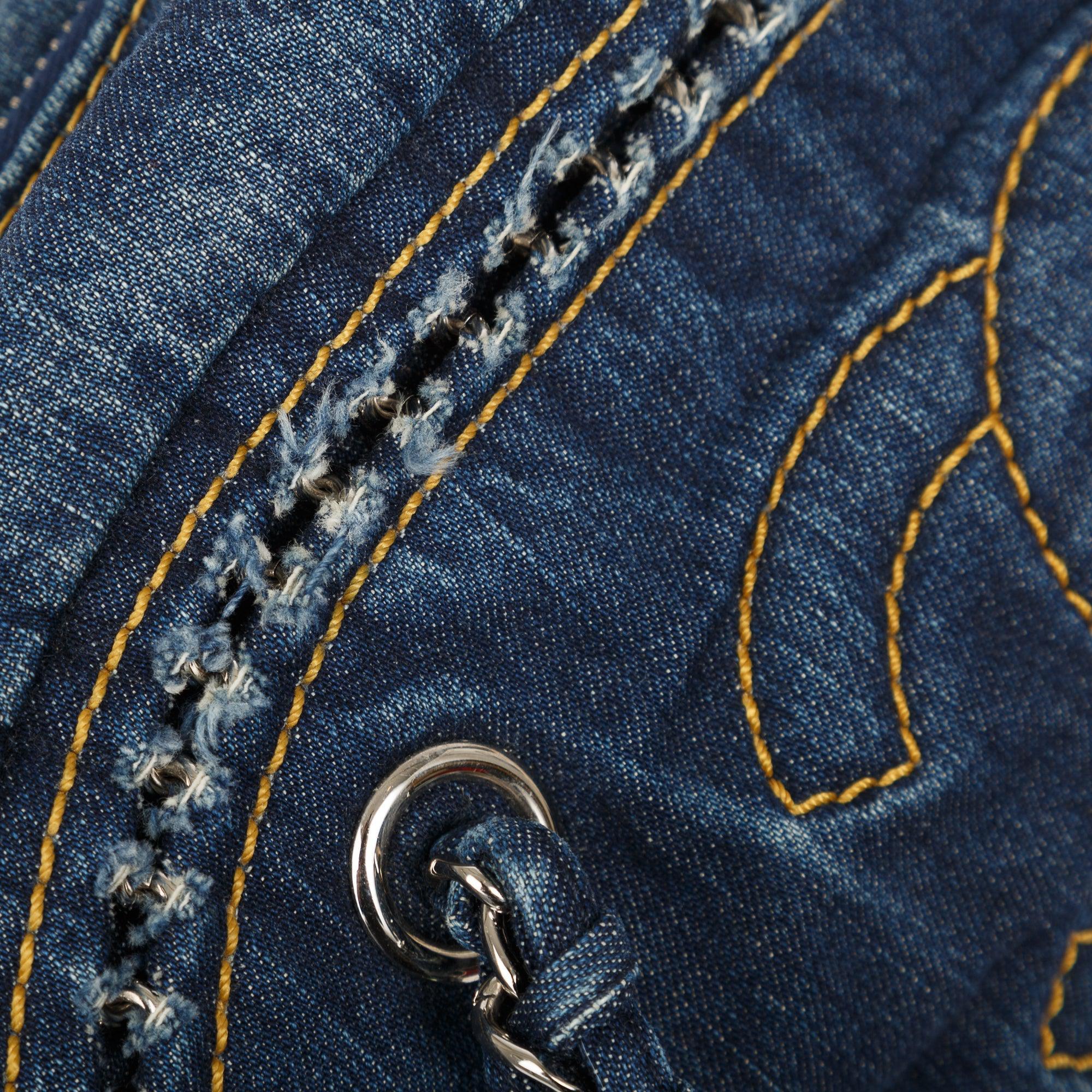 Chanel Denim Luxe Ligne Bowler Bag w/ Authenticity Card