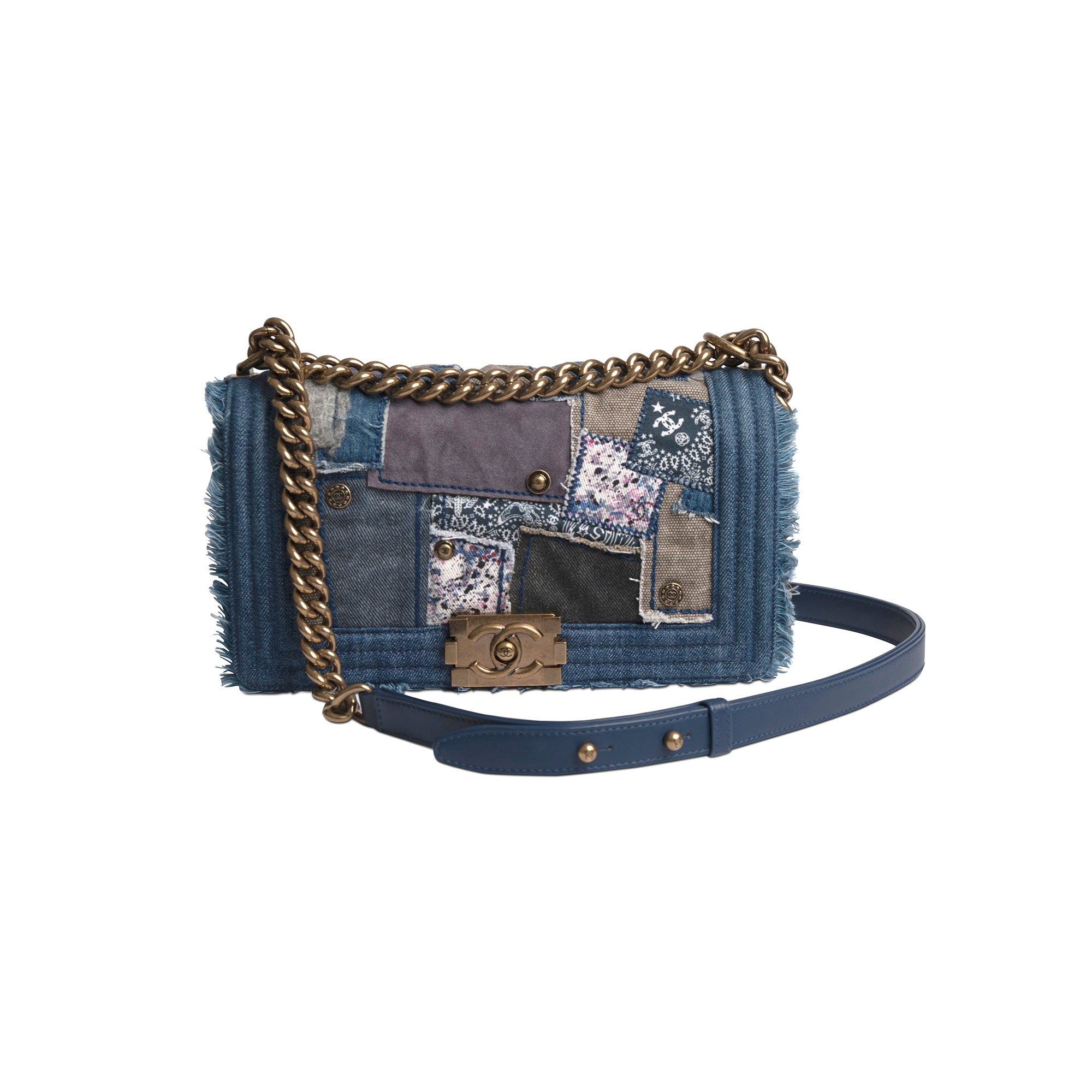 Chanel Denim Patchwork Medium Boy Bag w/ Authenticity Card