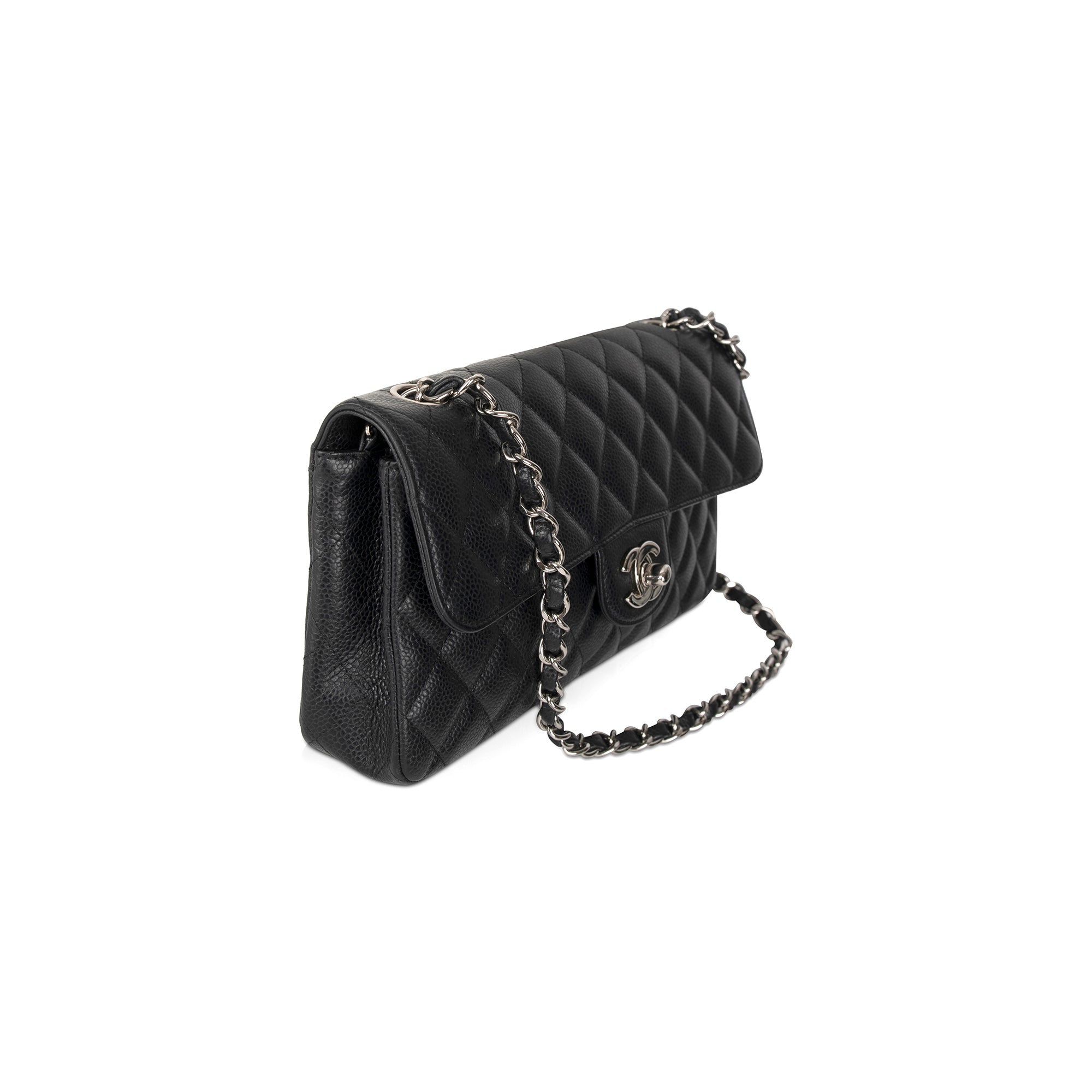 Chanel East/West Classic Single Flap Bag w/ Authenticity Card