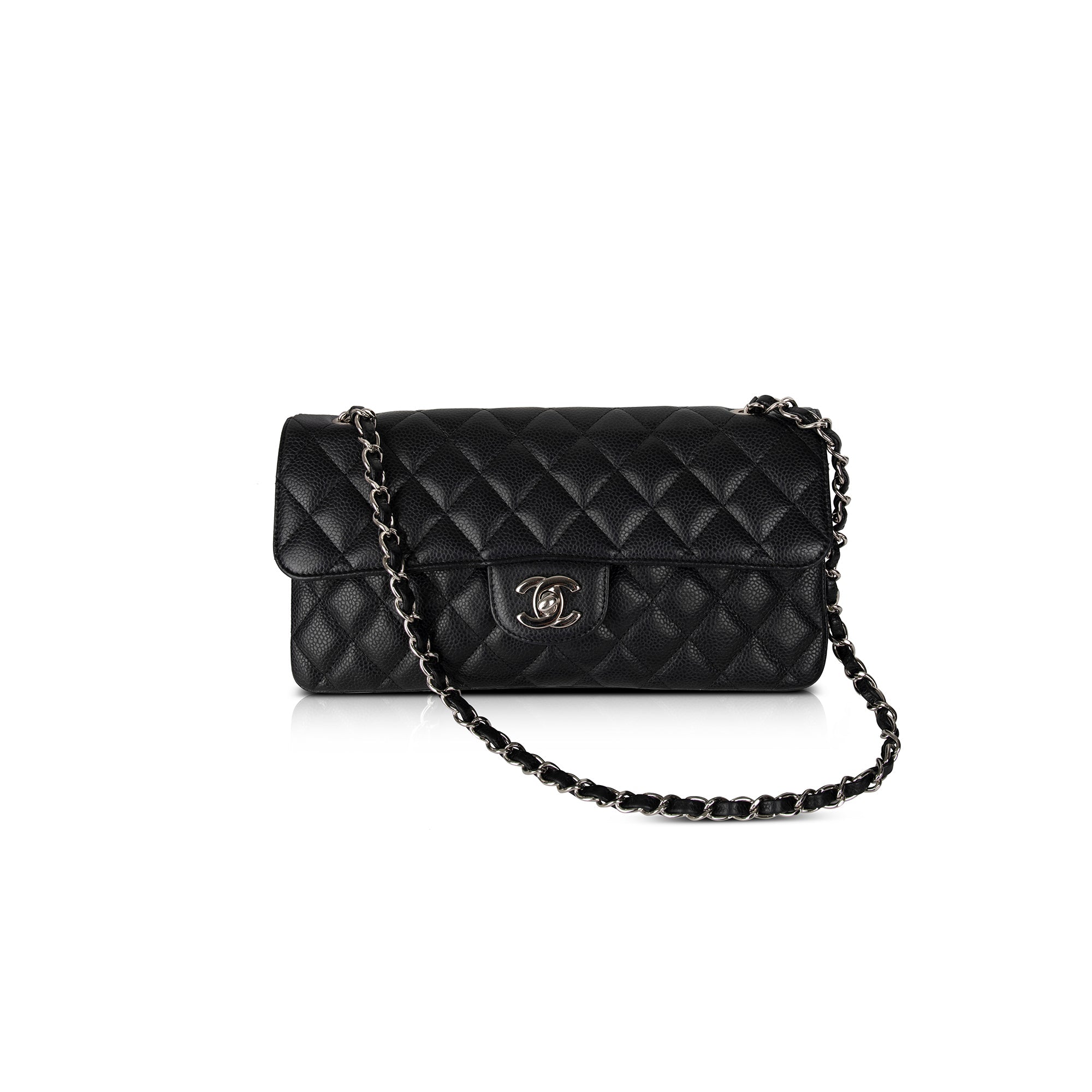 Chanel East/West Classic Single Flap Bag w/ Authenticity Card