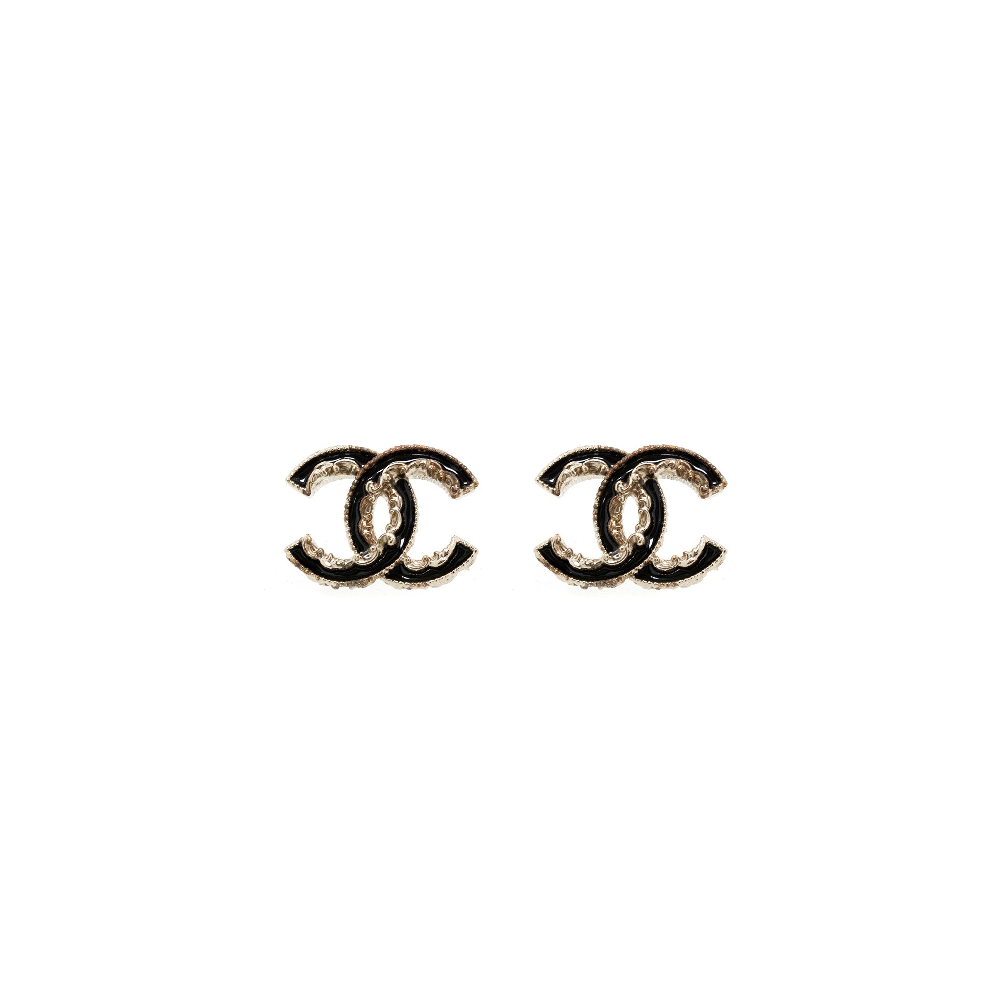 Chanel Enamel CC Stud Earrings w/ Box