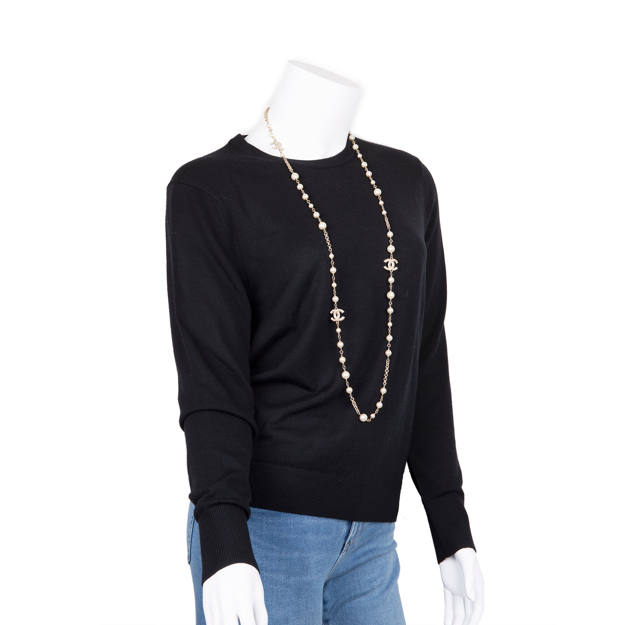 Chanel Faux Pearl & CC Station Necklace w/ Box & Receipt