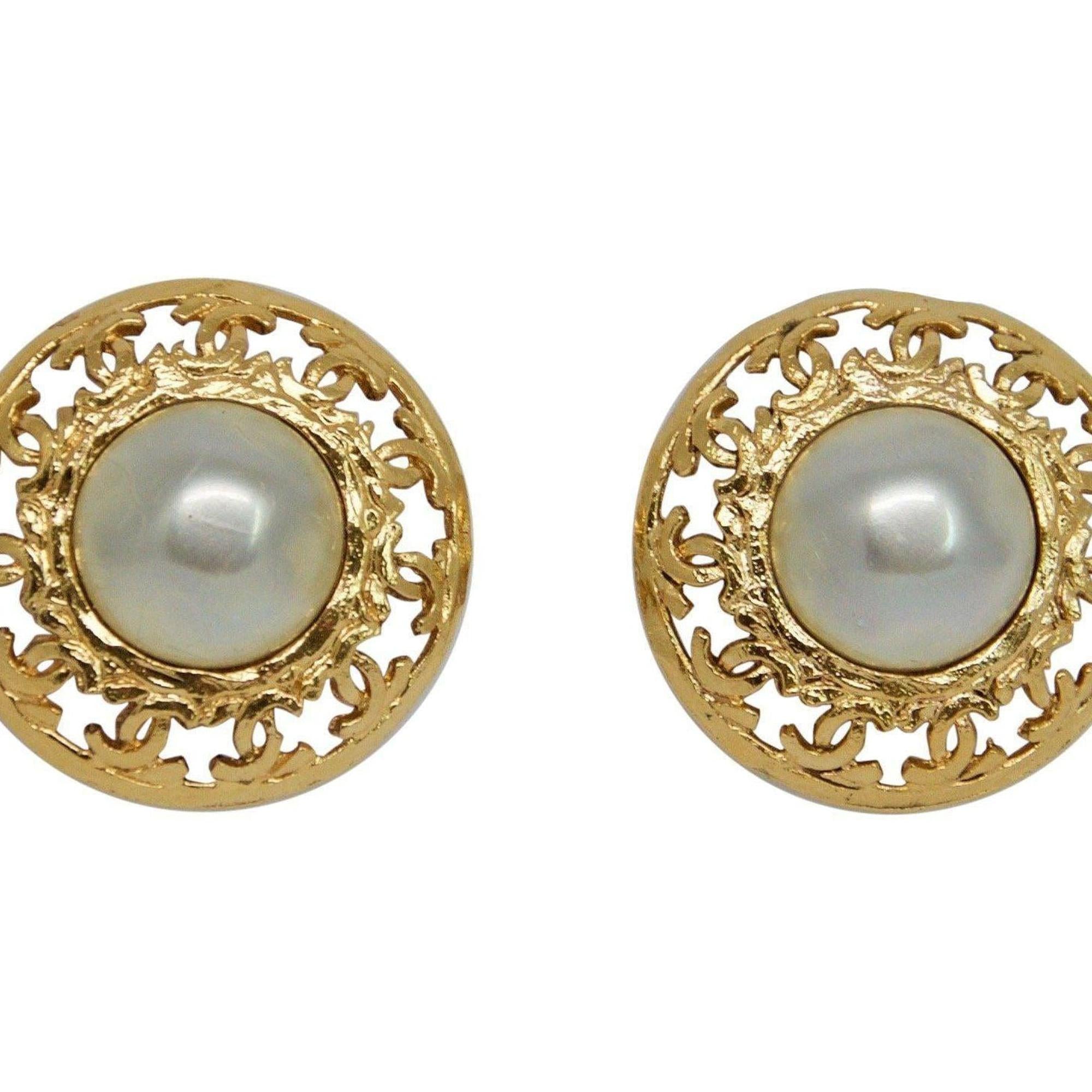 Chanel Faux Pearl Clip-On Earrings