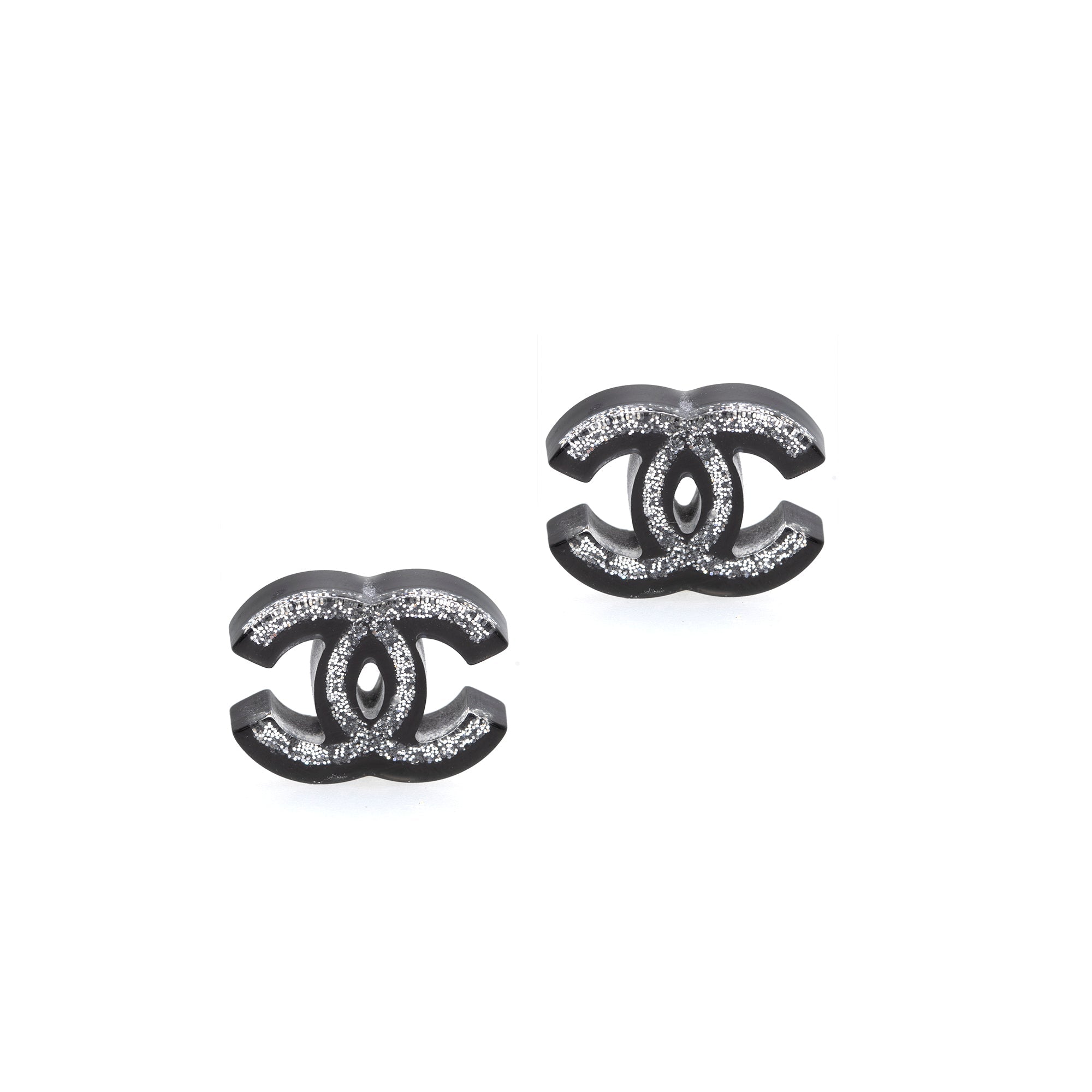 Chanel Glitter & Resin CC Stud Earrings