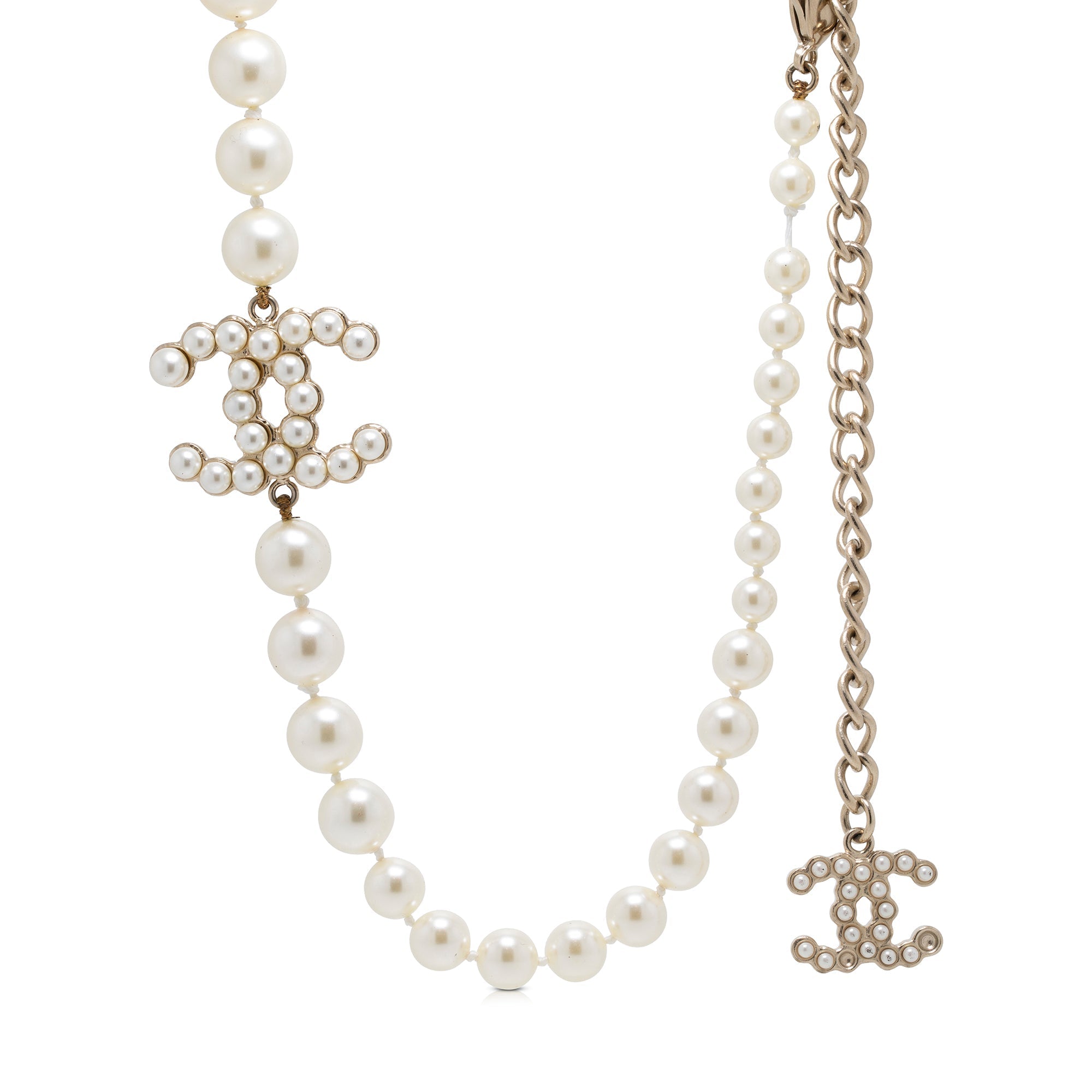 Chanel Graduated Faux Pearl CC Necklace w/ Box
