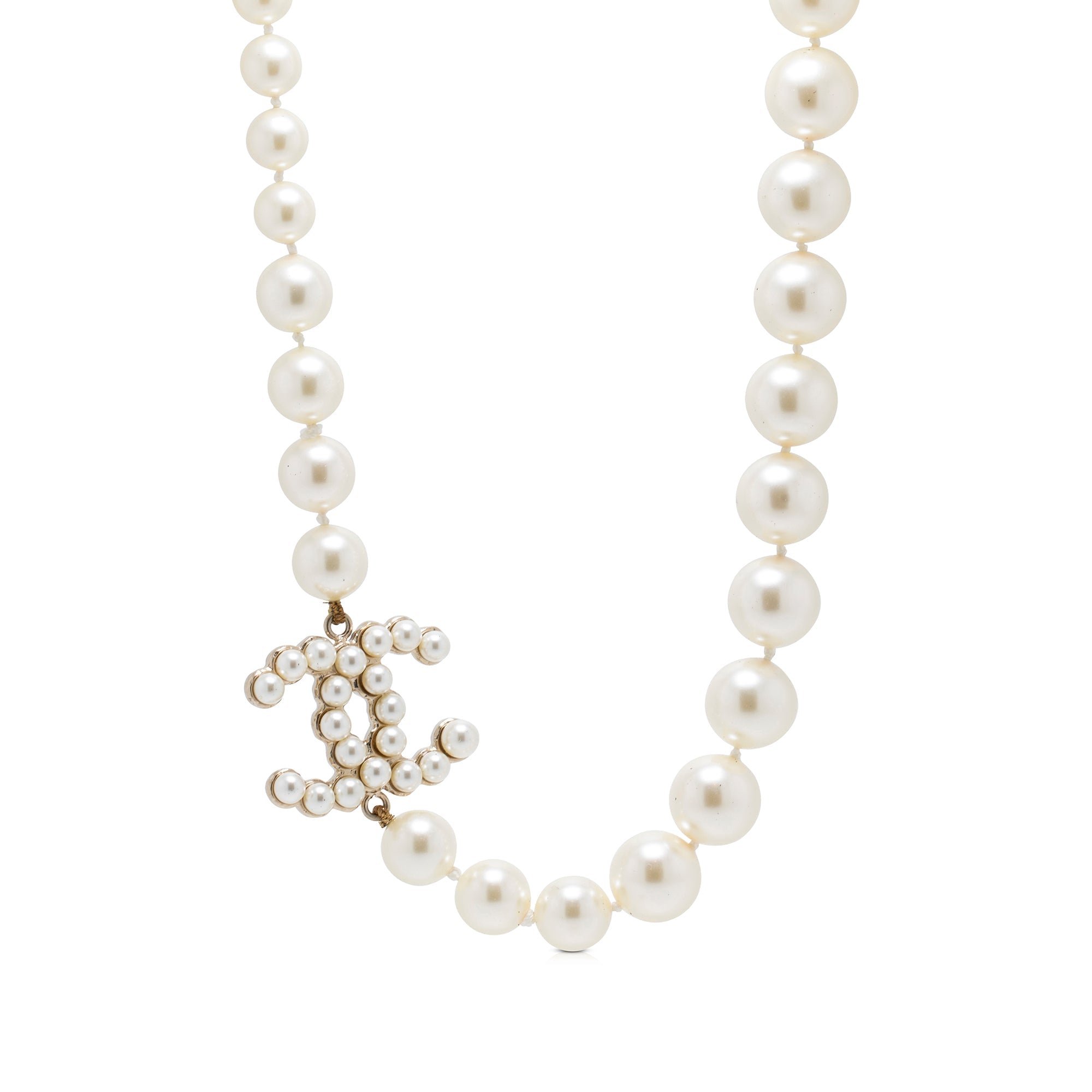 Chanel Graduated Faux Pearl CC Necklace w/ Box