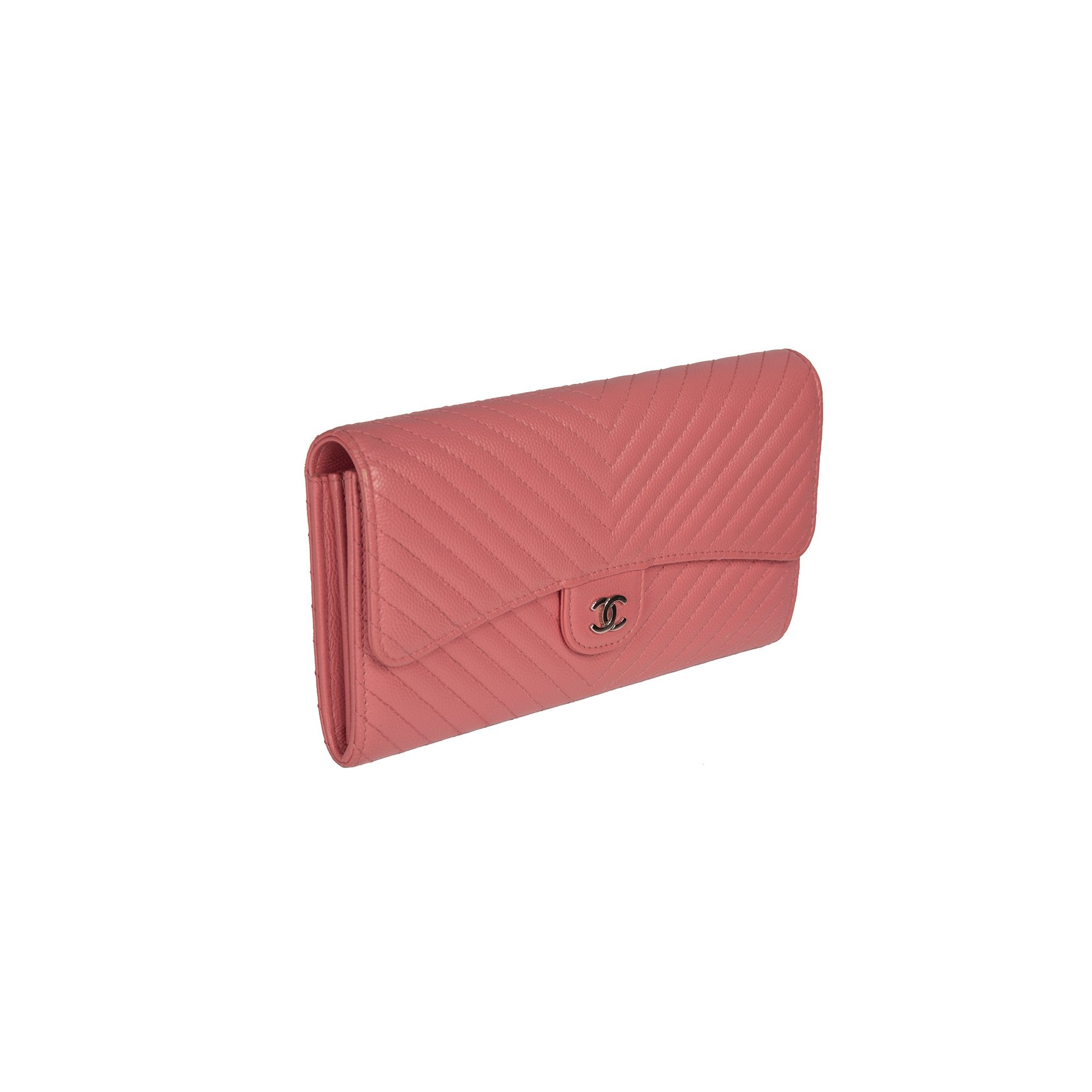 Chanel Interlocking CC Logo Leather Trifold Wallet w/ Box & Receipt