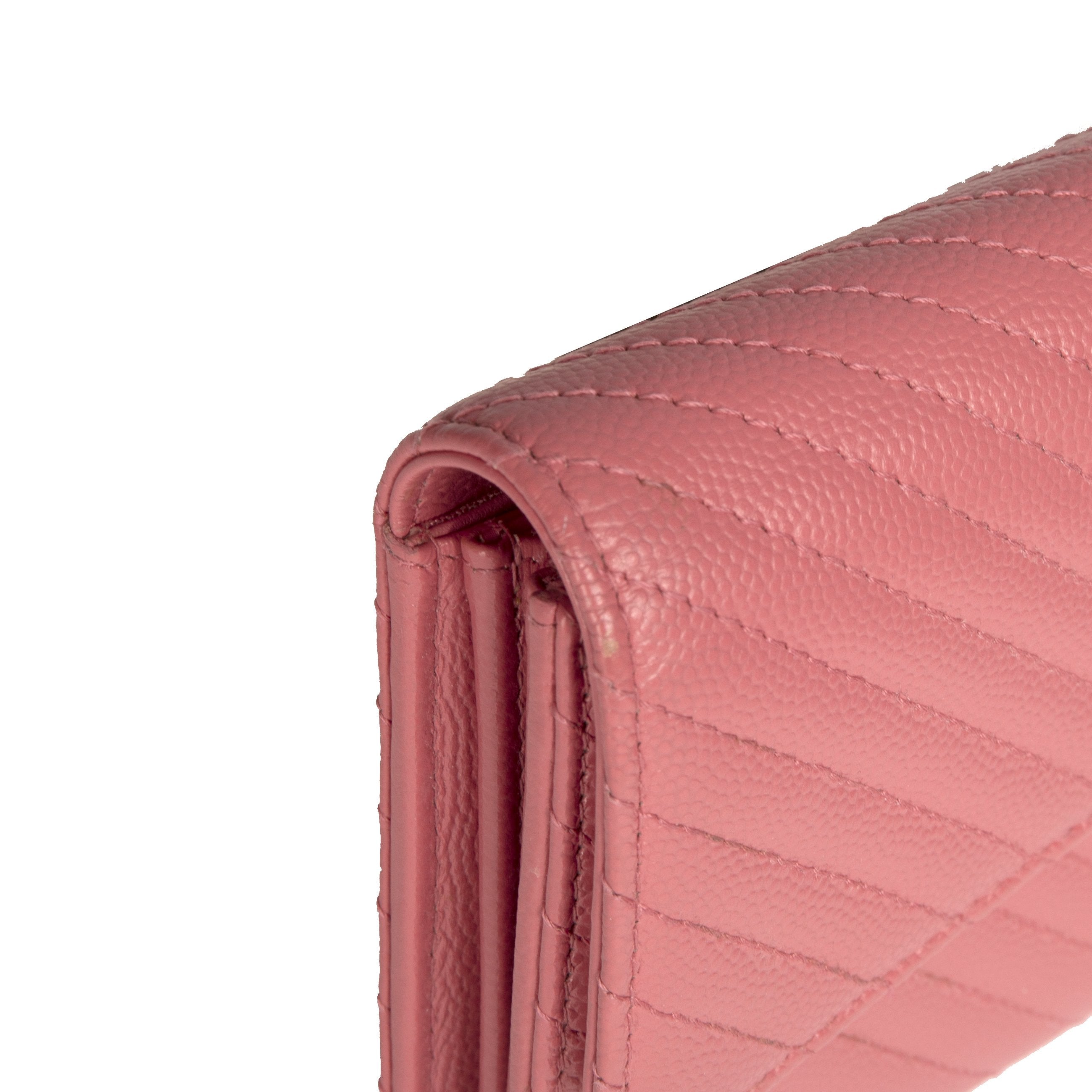 Chanel Interlocking CC Logo Leather Trifold Wallet w/ Box & Receipt