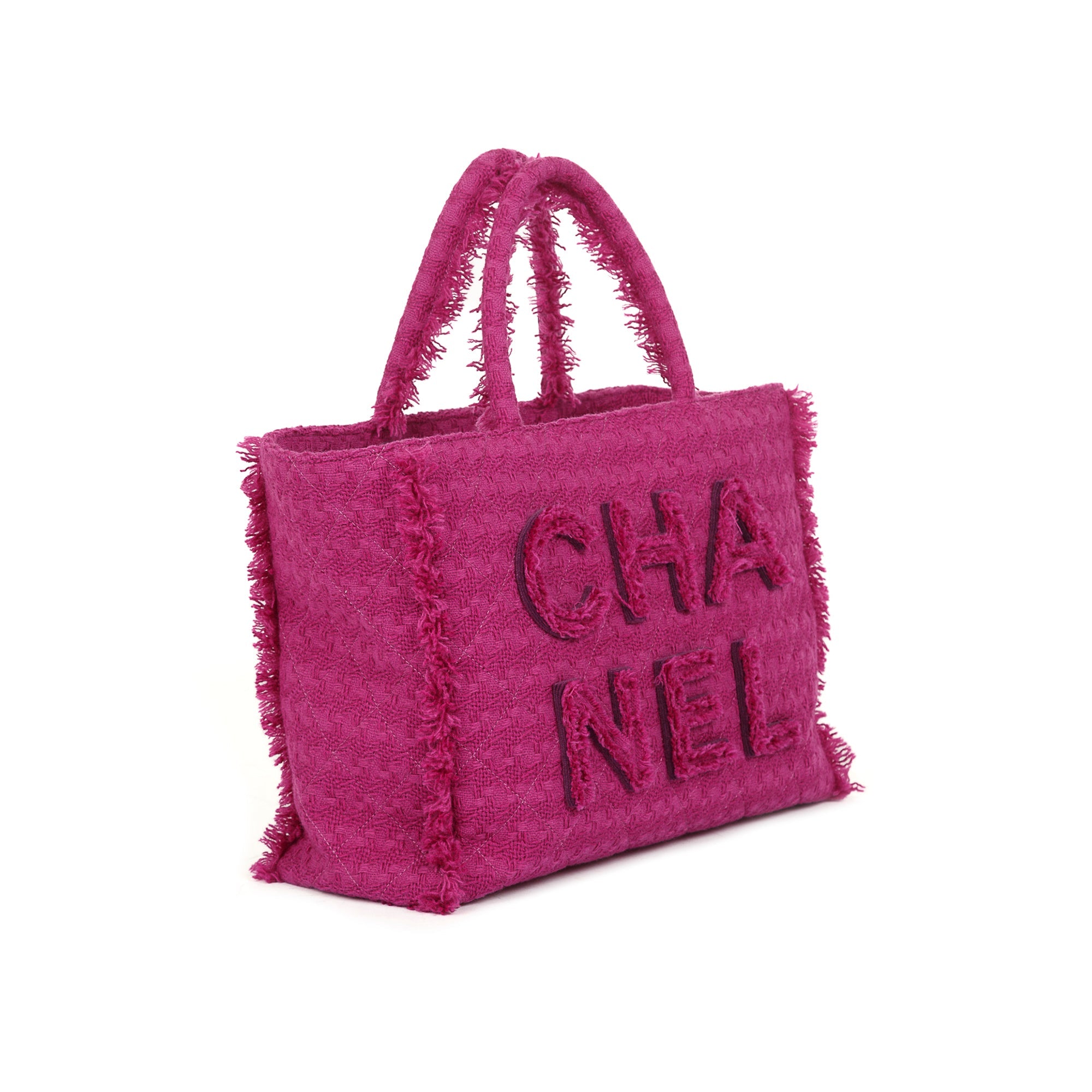 Chanel Large Giant Logo Tweed Shopping Tote w/ Authenticity Card & Receipt