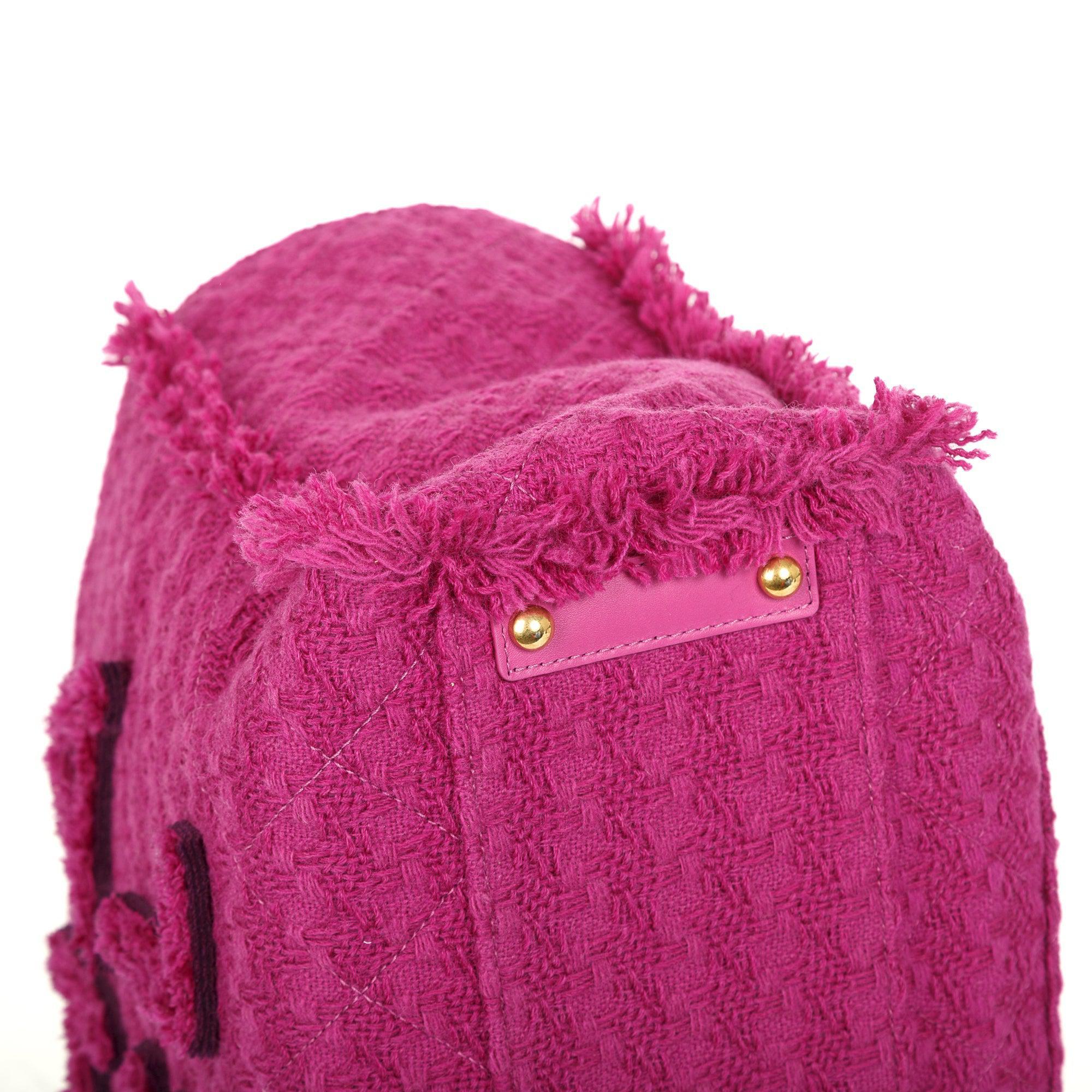 Chanel Large Giant Logo Tweed Shopping Tote w/ Authenticity Card & Receipt