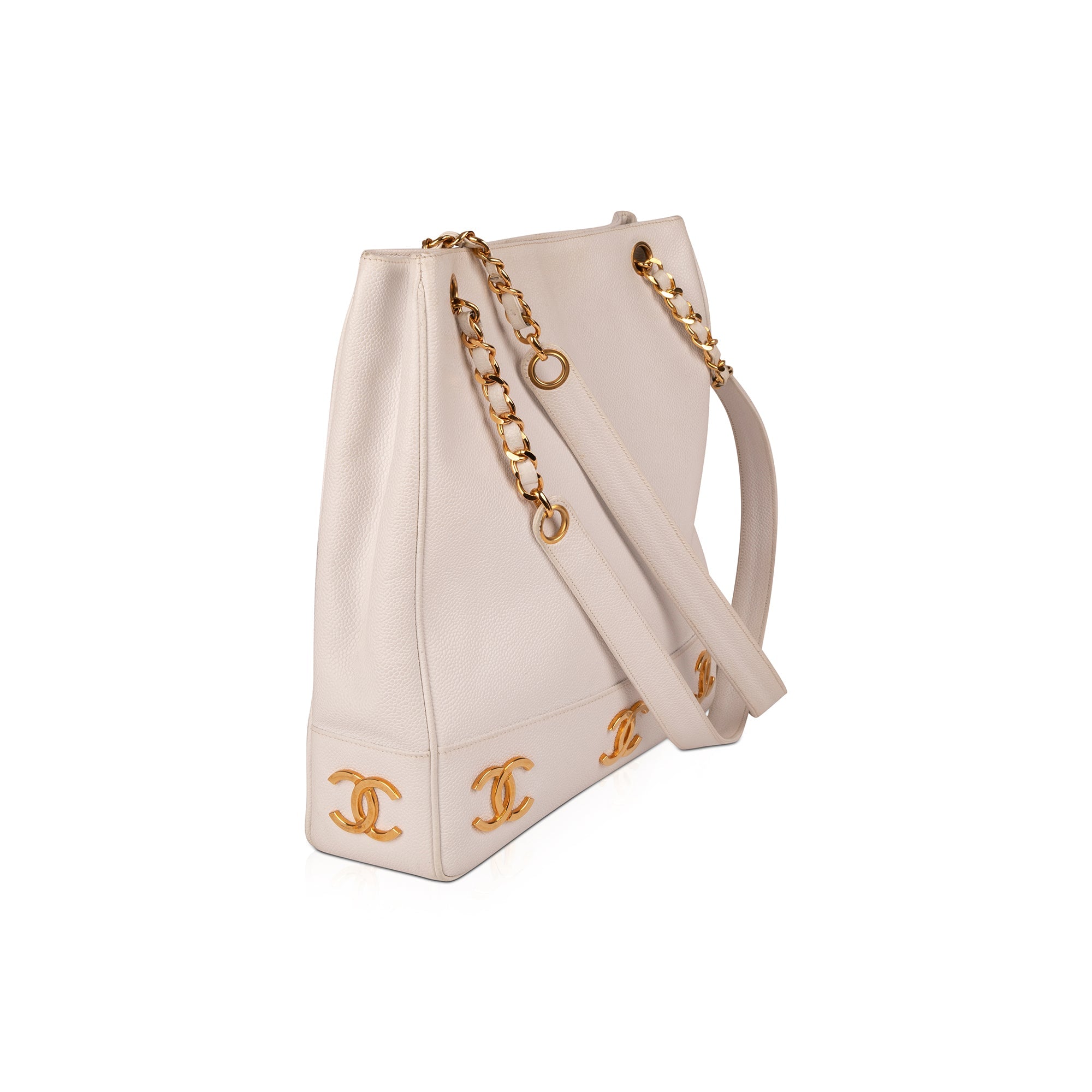 Chanel Large Vintage CC Caviar Leather Tote w/ Box & Authenticity Card