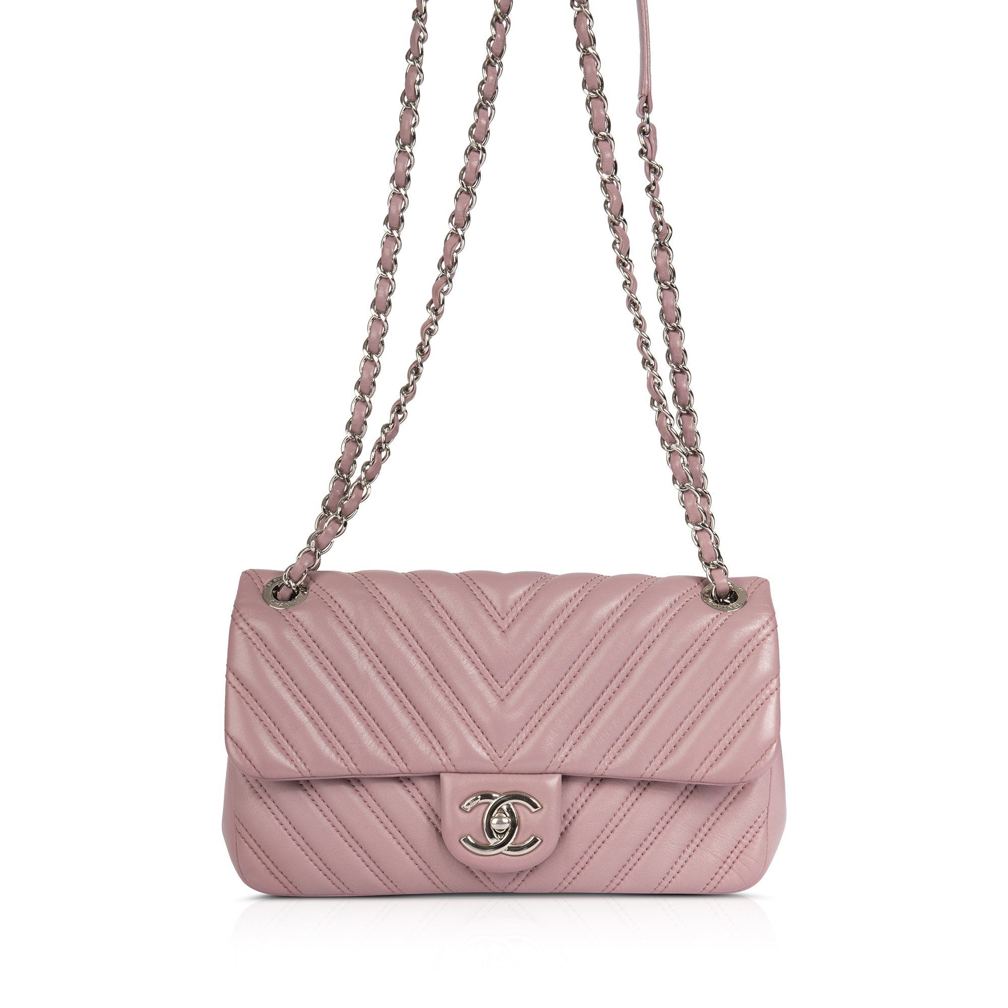 Chanel Medium Chevron Double Stitch Single Flap Bag