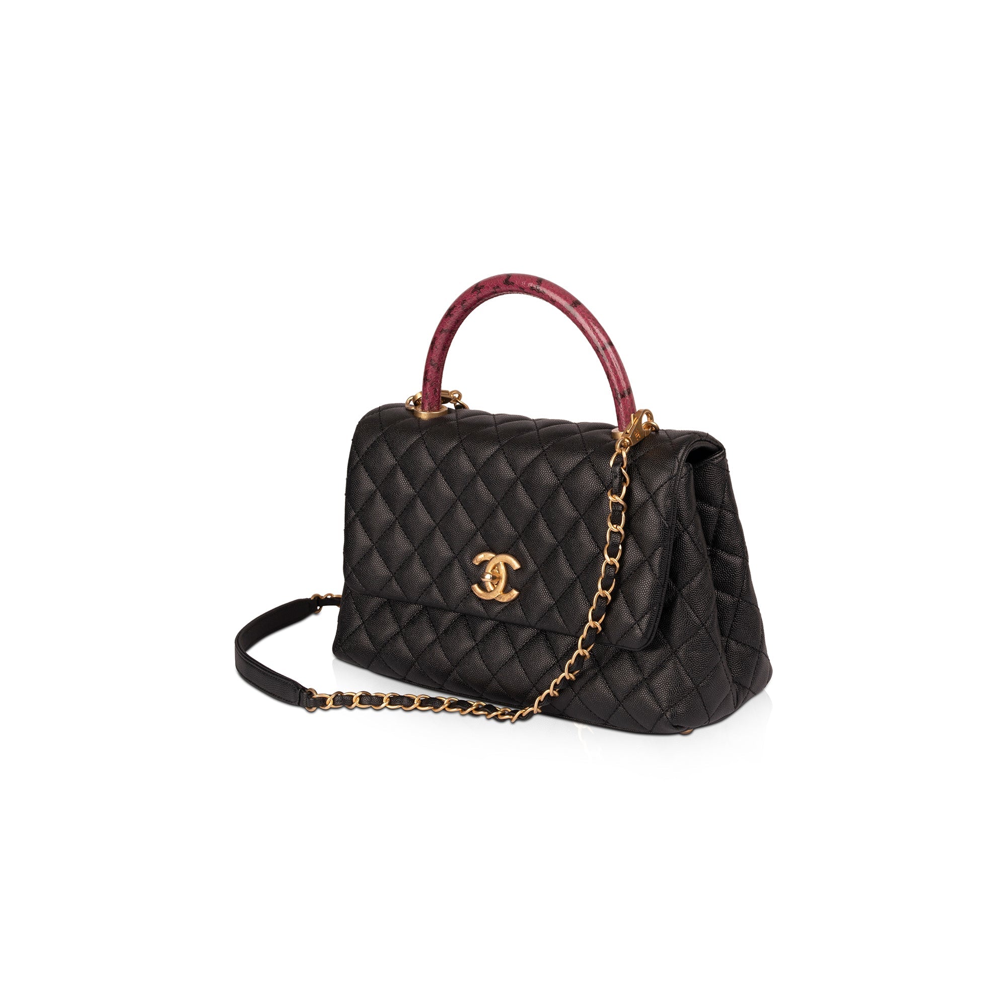 Chanel Medium Python-Trimmed Coco Handle Bag w/ Box, Receipt, Authenticity Card