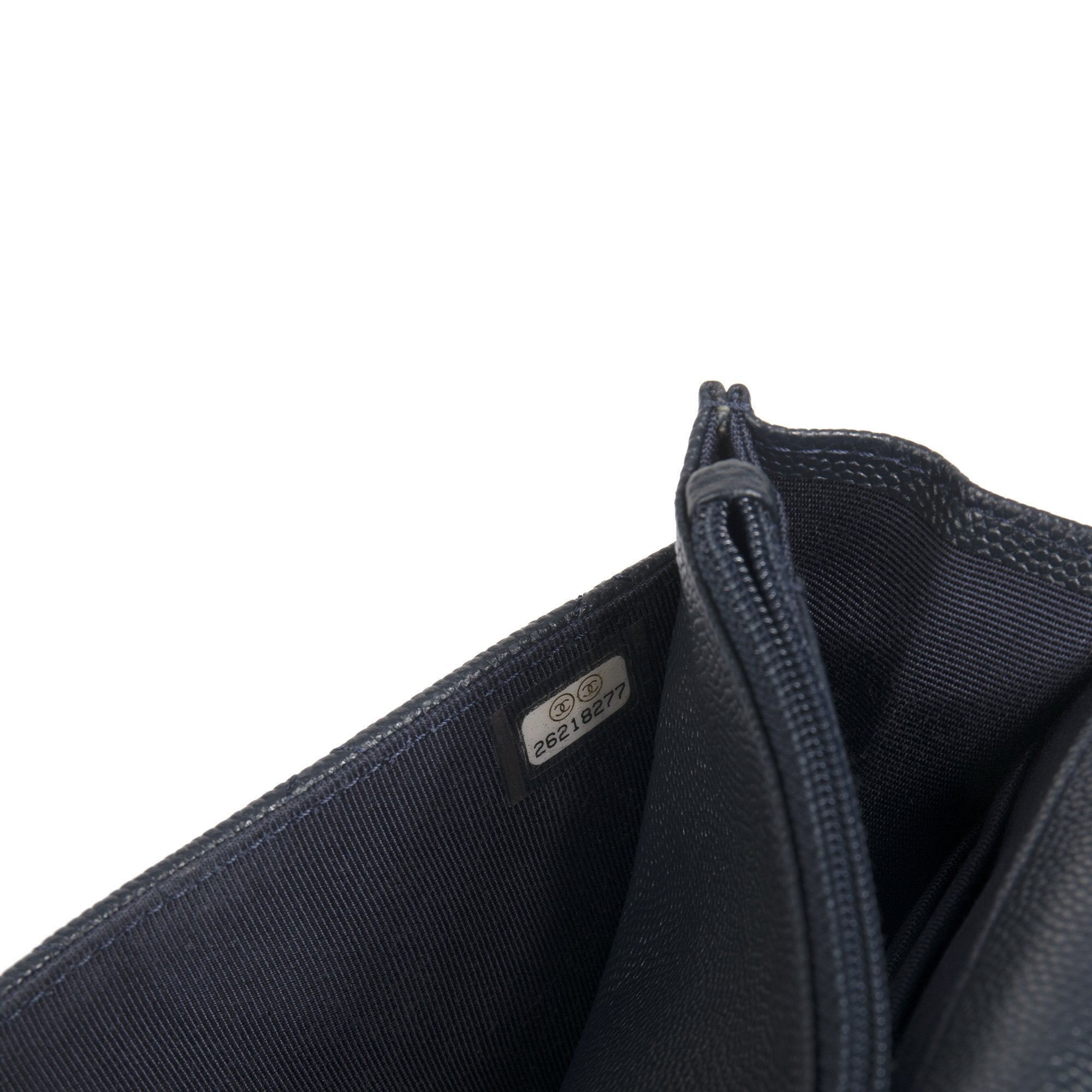 Chanel Navy Caviar Classic Wallet on Chain w/ Authenticity Card & Box