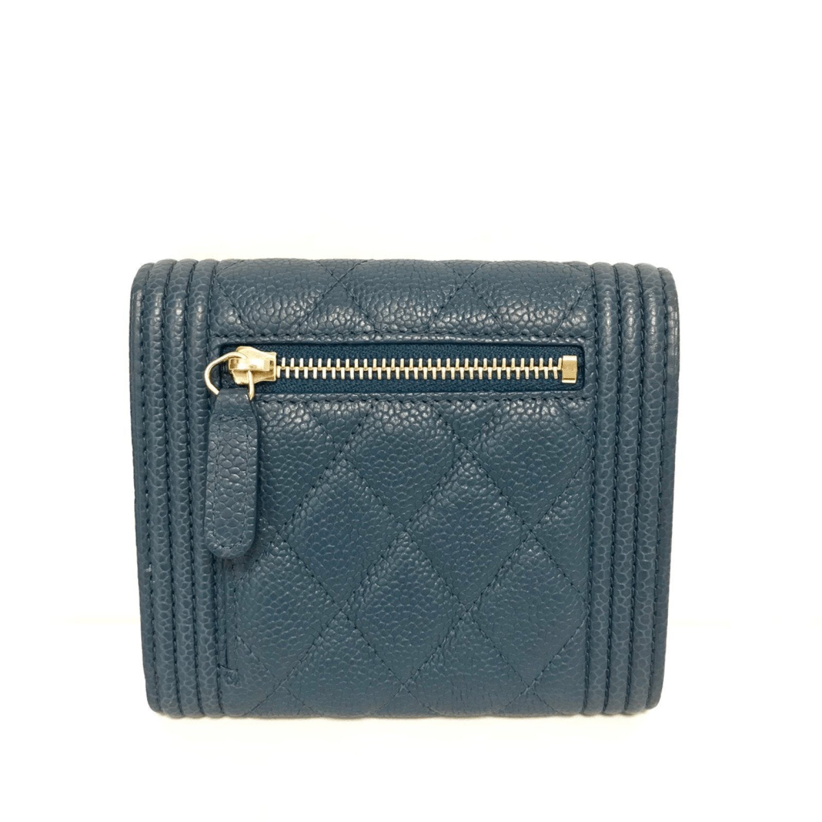 Chanel Navy Caviar Small Boy Wallet