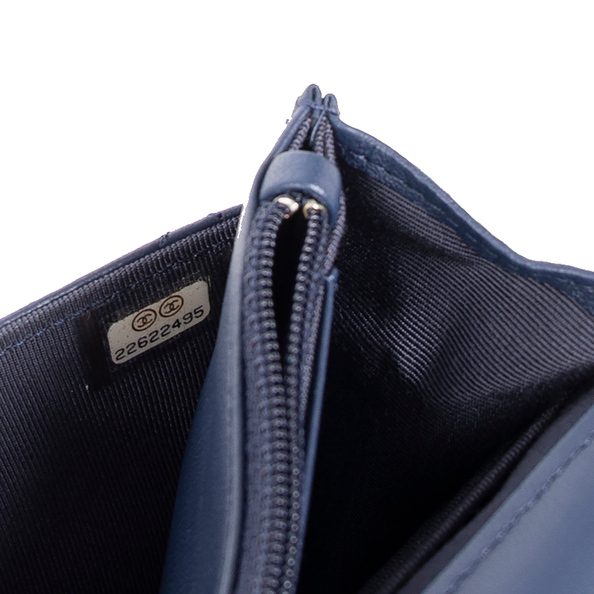 Chanel Navy Lambskin Classic Wallet on Chain w/ Box