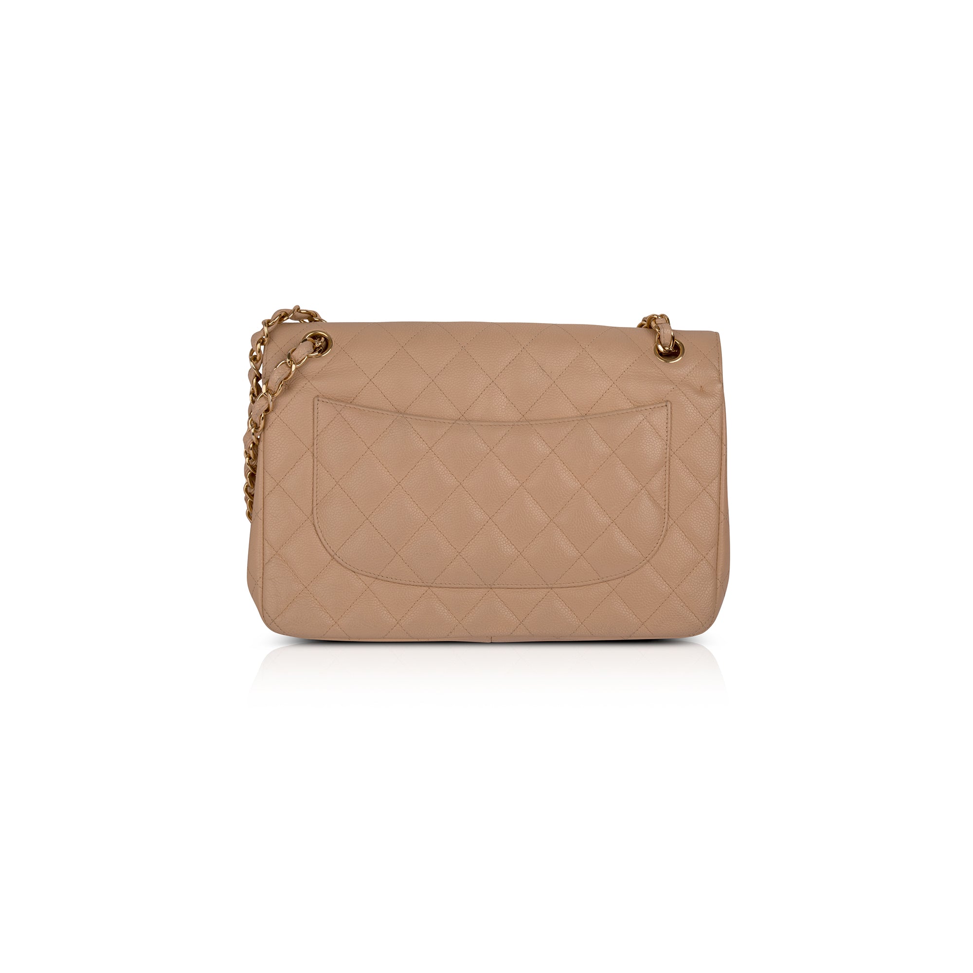 Chanel Neutral Caviar Classic Jumbo Double Flap Bag w/ Box