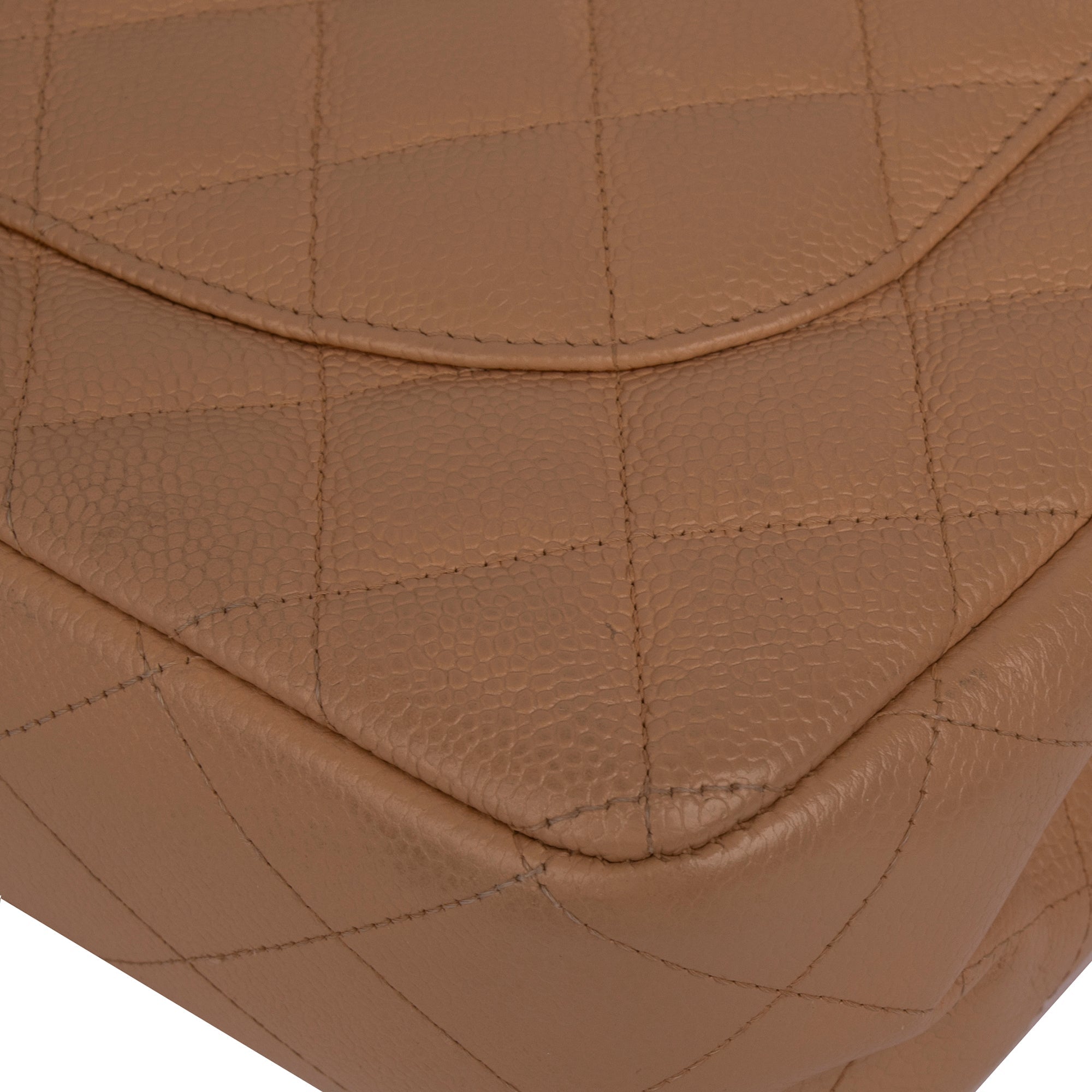 Chanel Neutral Caviar Classic Jumbo Double Flap Bag w/ Box