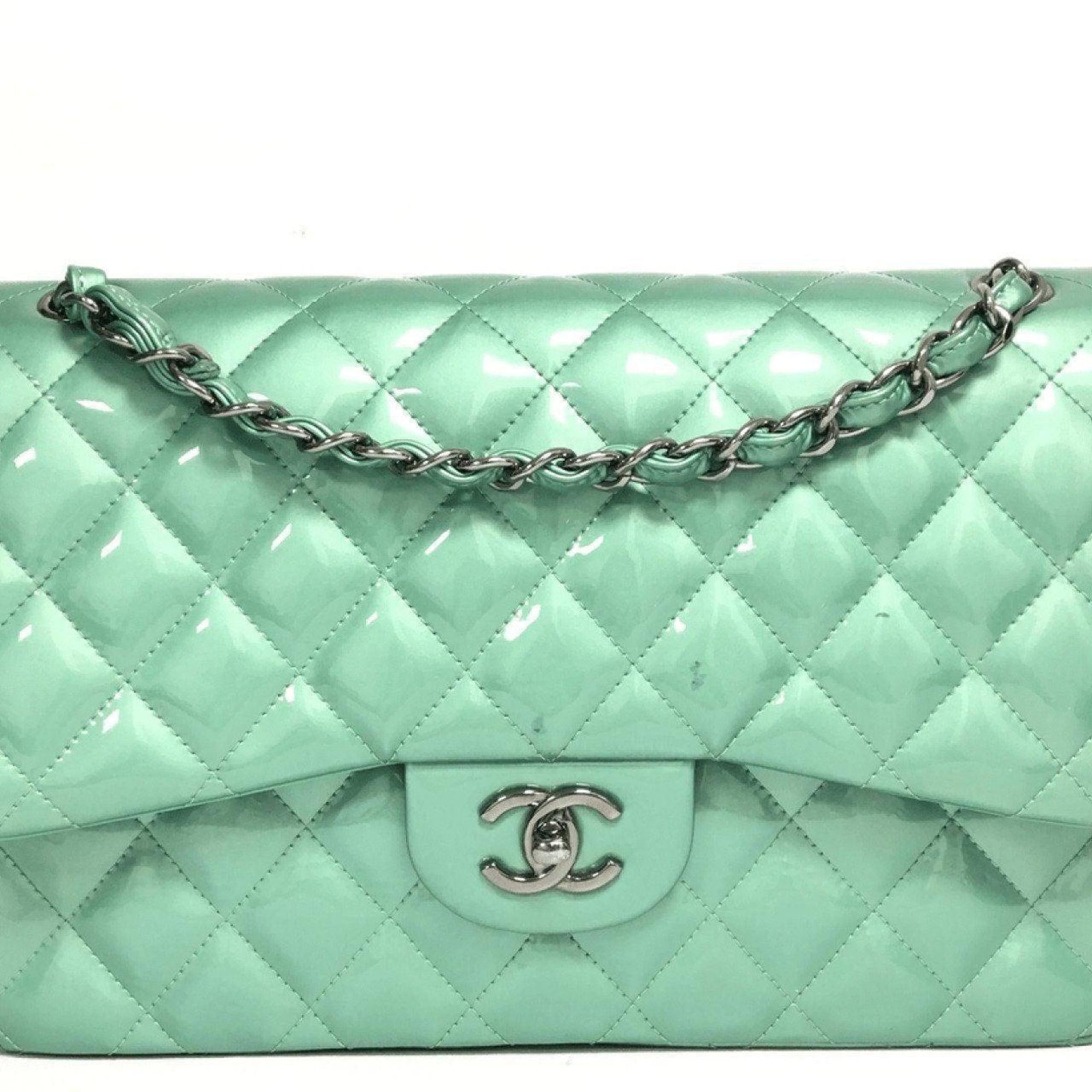 Chanel Patent Green Classic Jumbo Double Flap Bag