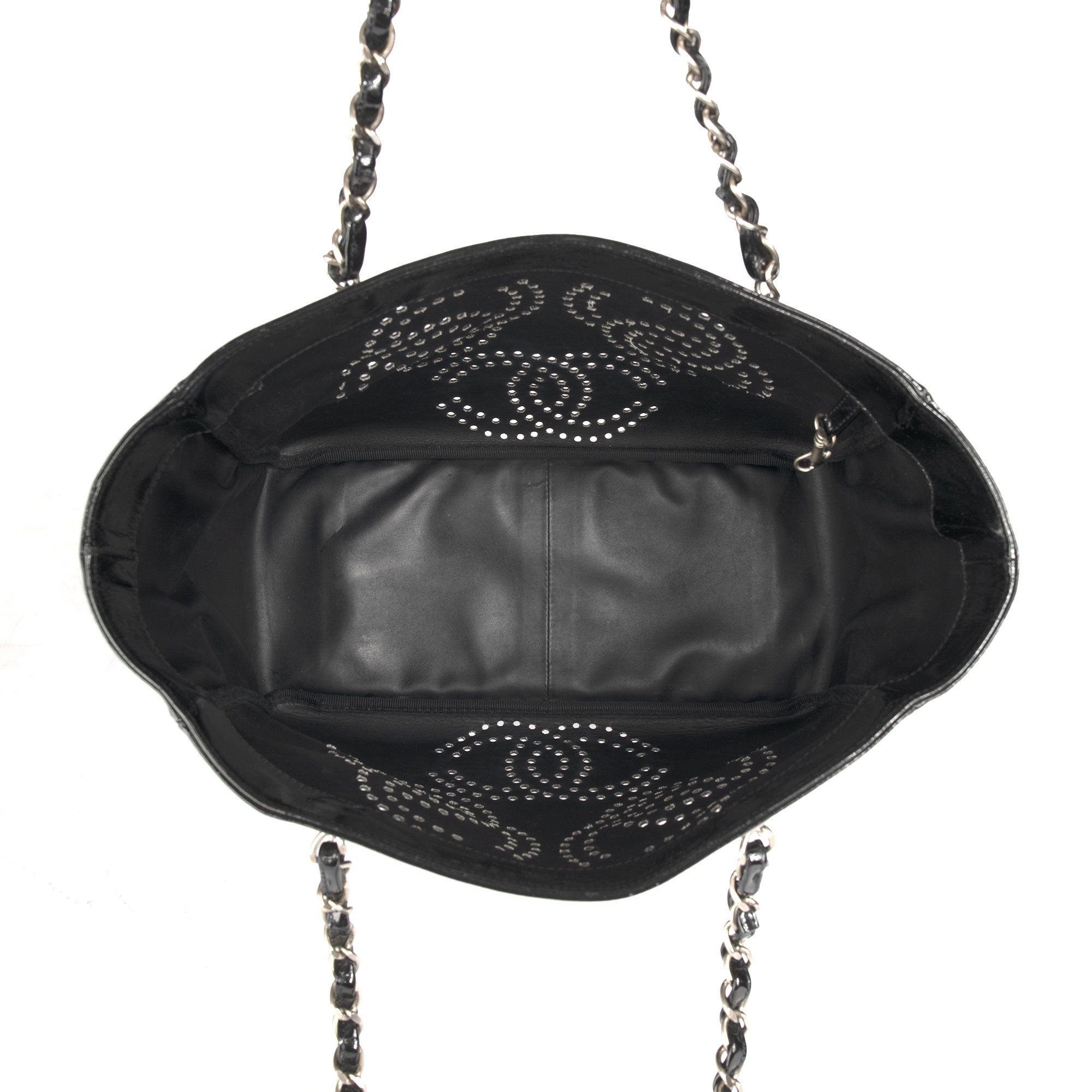 Chanel Perforated CC Patent Leather Tote