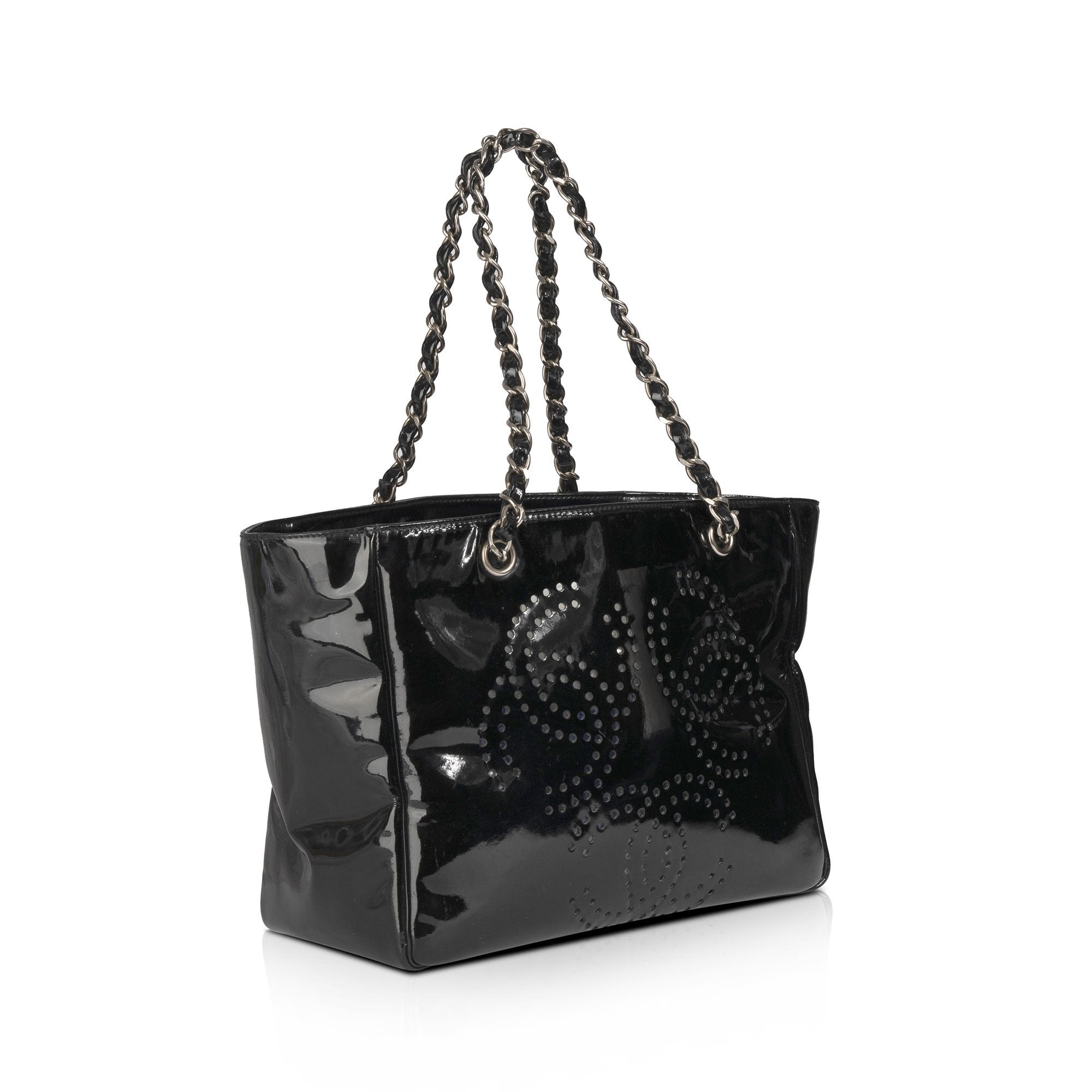 Chanel Perforated CC Patent Leather Tote