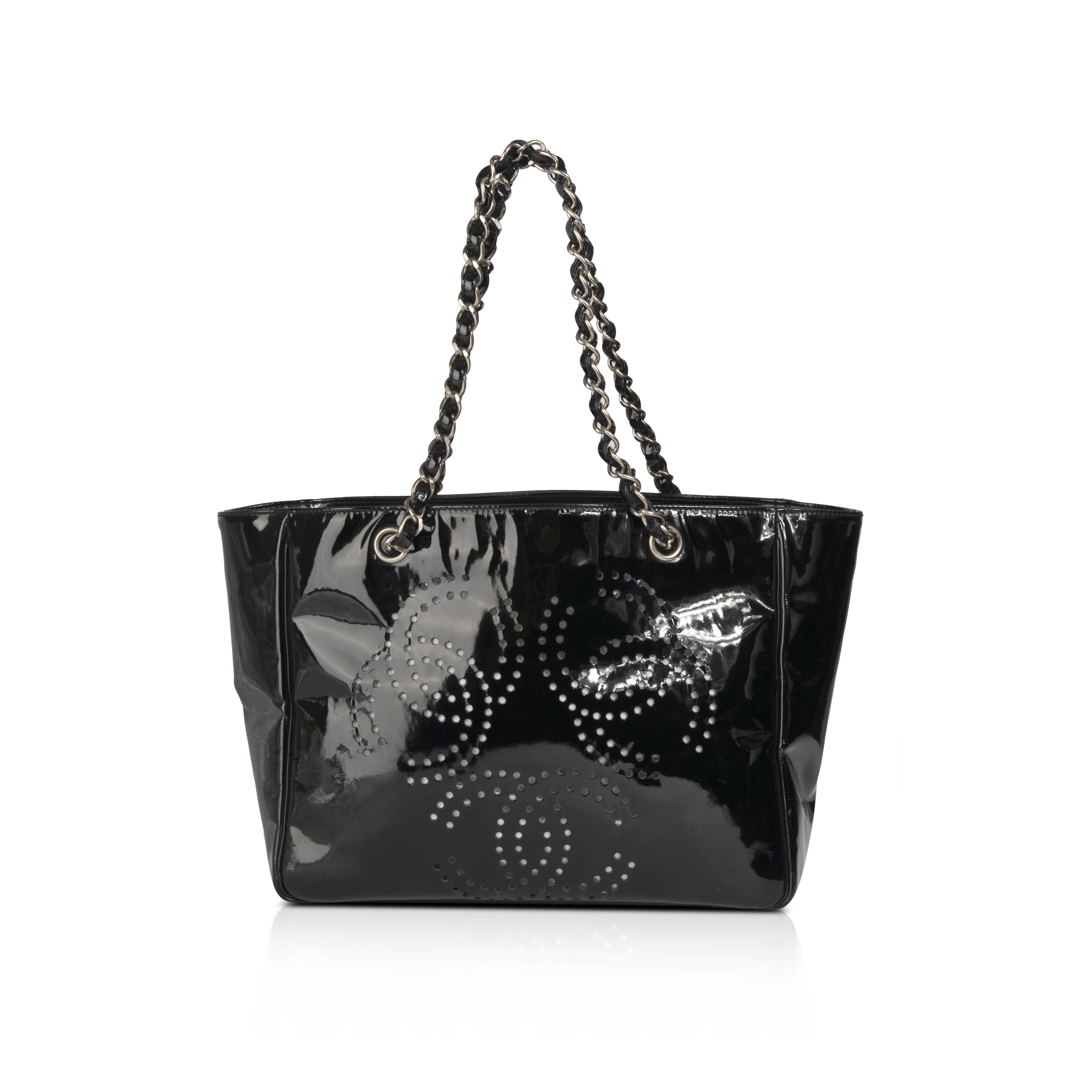 Chanel Perforated CC Patent Leather Tote