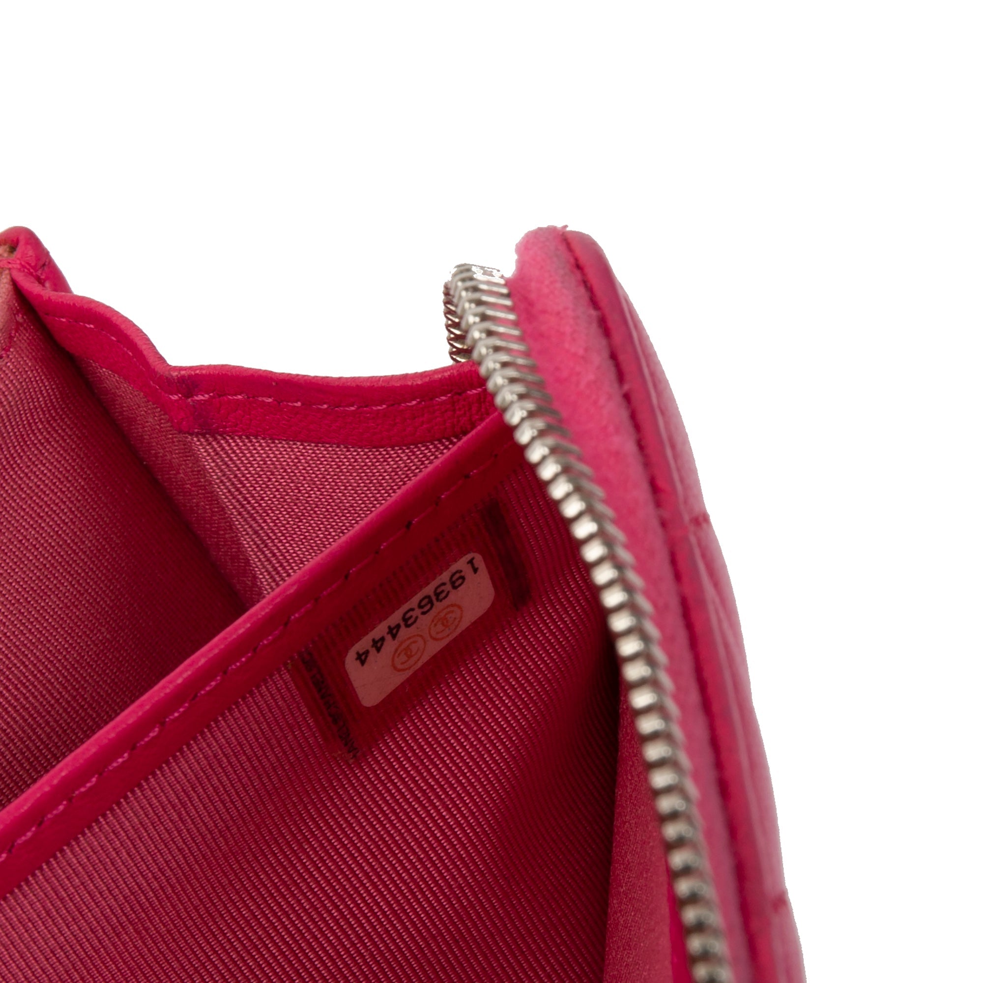Chanel Pink Lambskin Classic Long Zipped Wallet w/ Authenticity Card