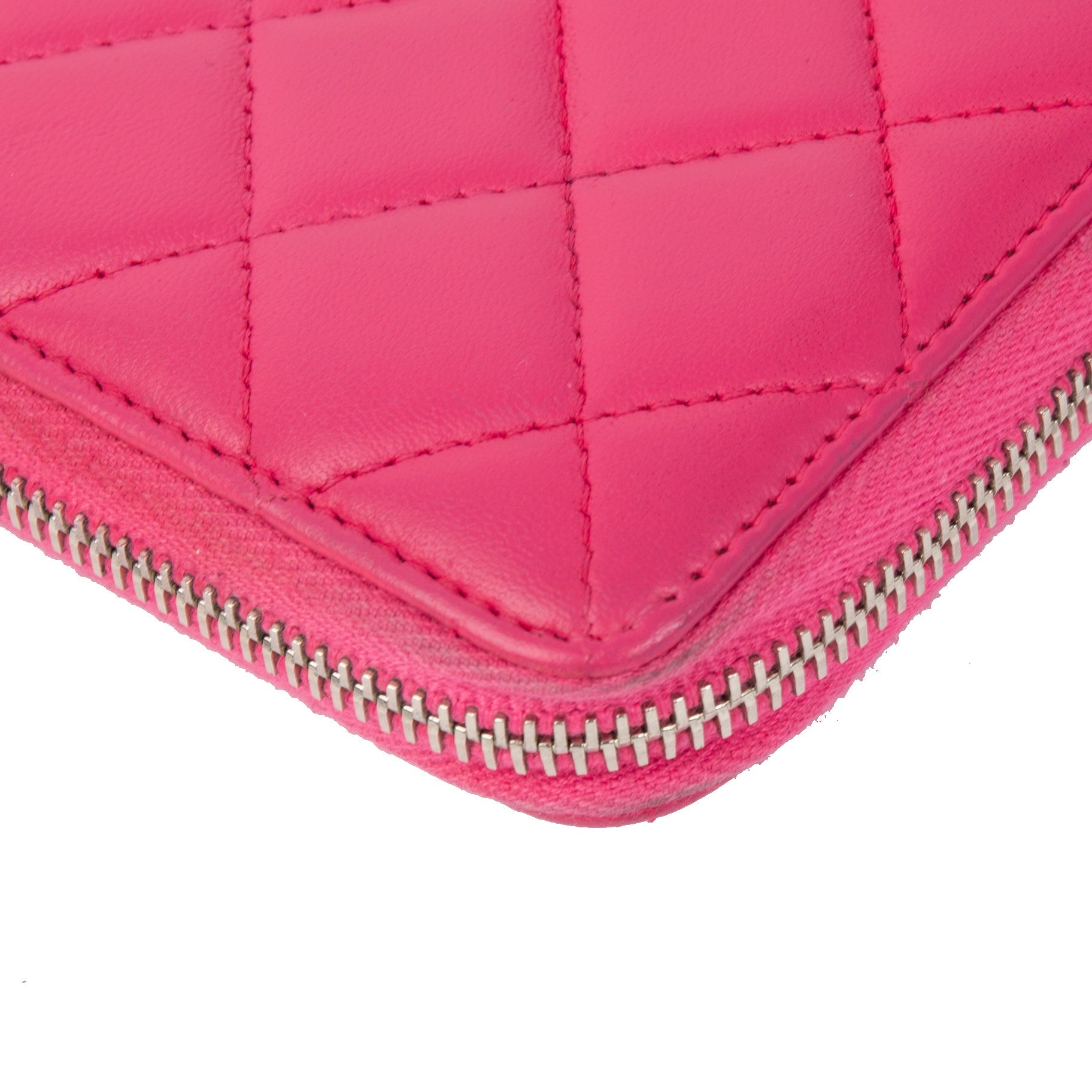 Chanel Pink Lambskin Classic Long Zipped Wallet w/ Authenticity Card