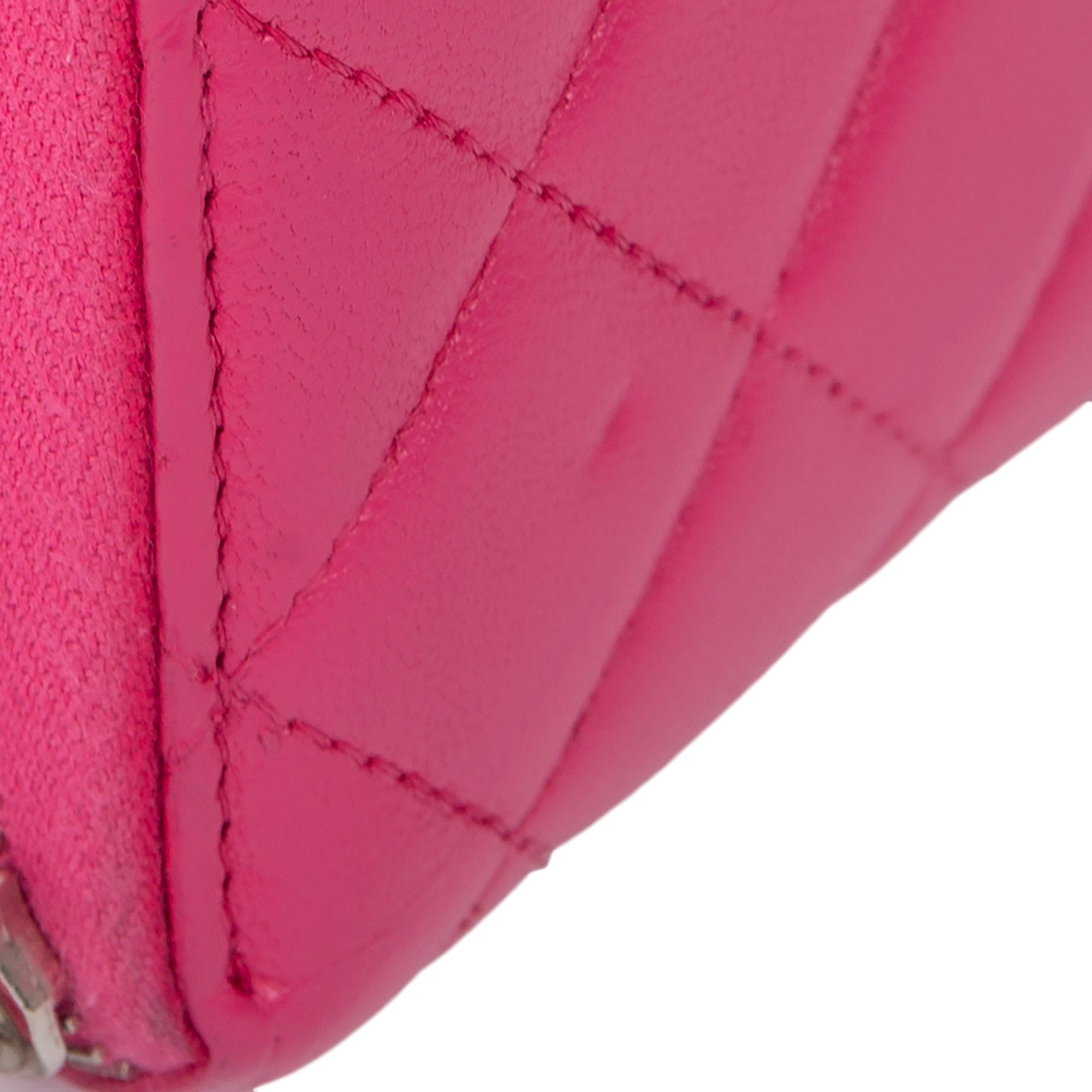 Chanel Pink Lambskin Classic Long Zipped Wallet w/ Authenticity Card