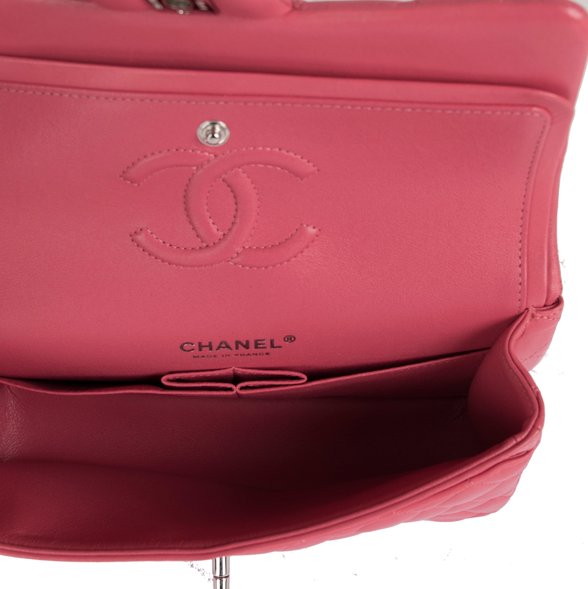 Chanel Pink Lambskin Small Classic Double Flap Bag w/ Box