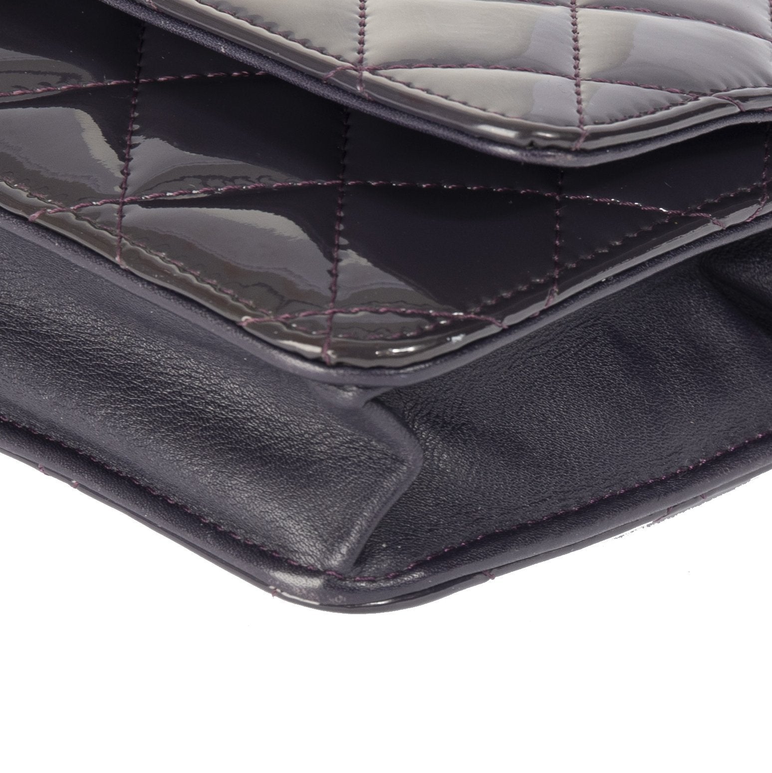 Chanel Purple Patent Classic Wallet on Chain w/ Box