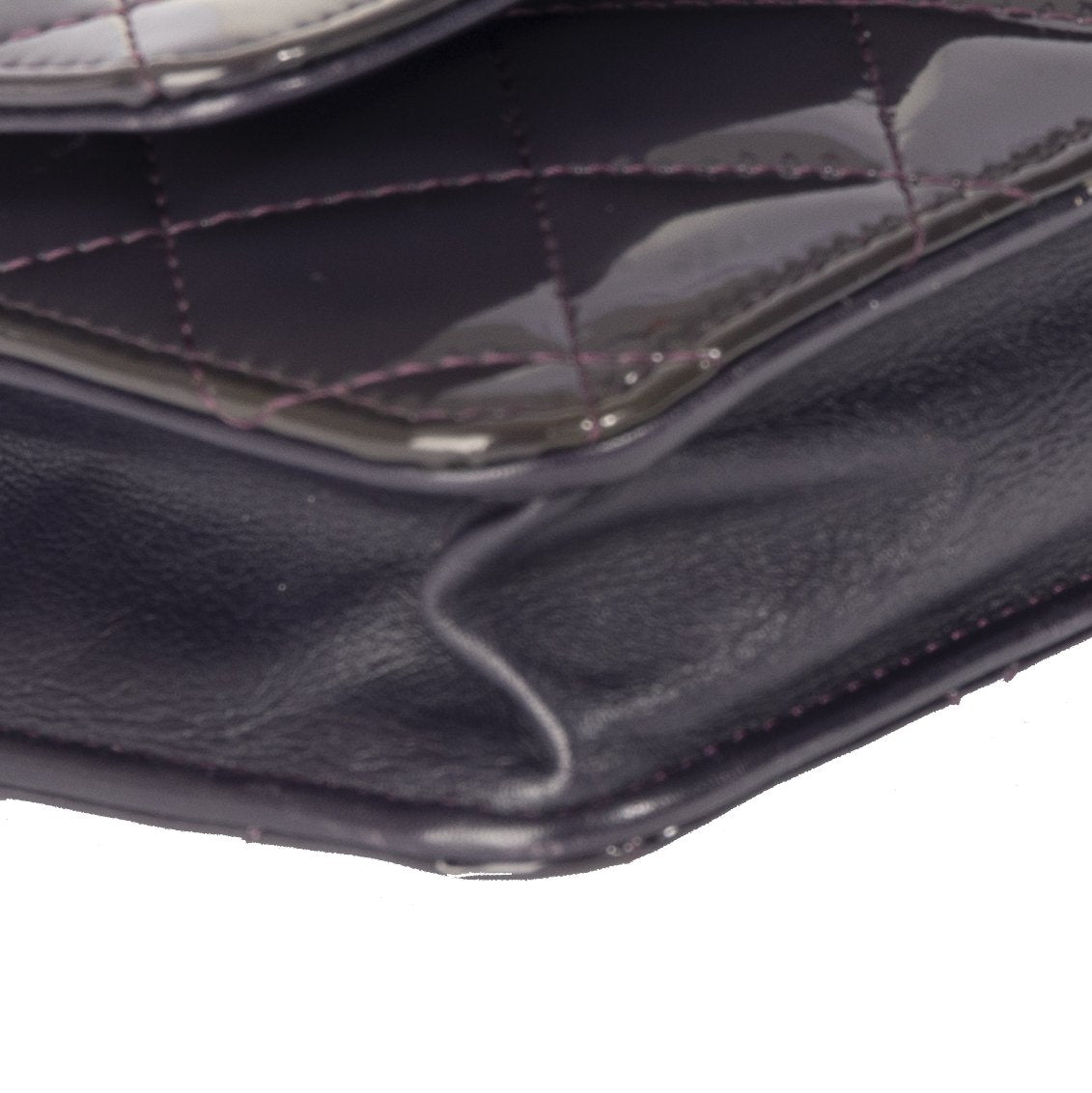 Chanel Purple Patent Classic Wallet on Chain w/ Box