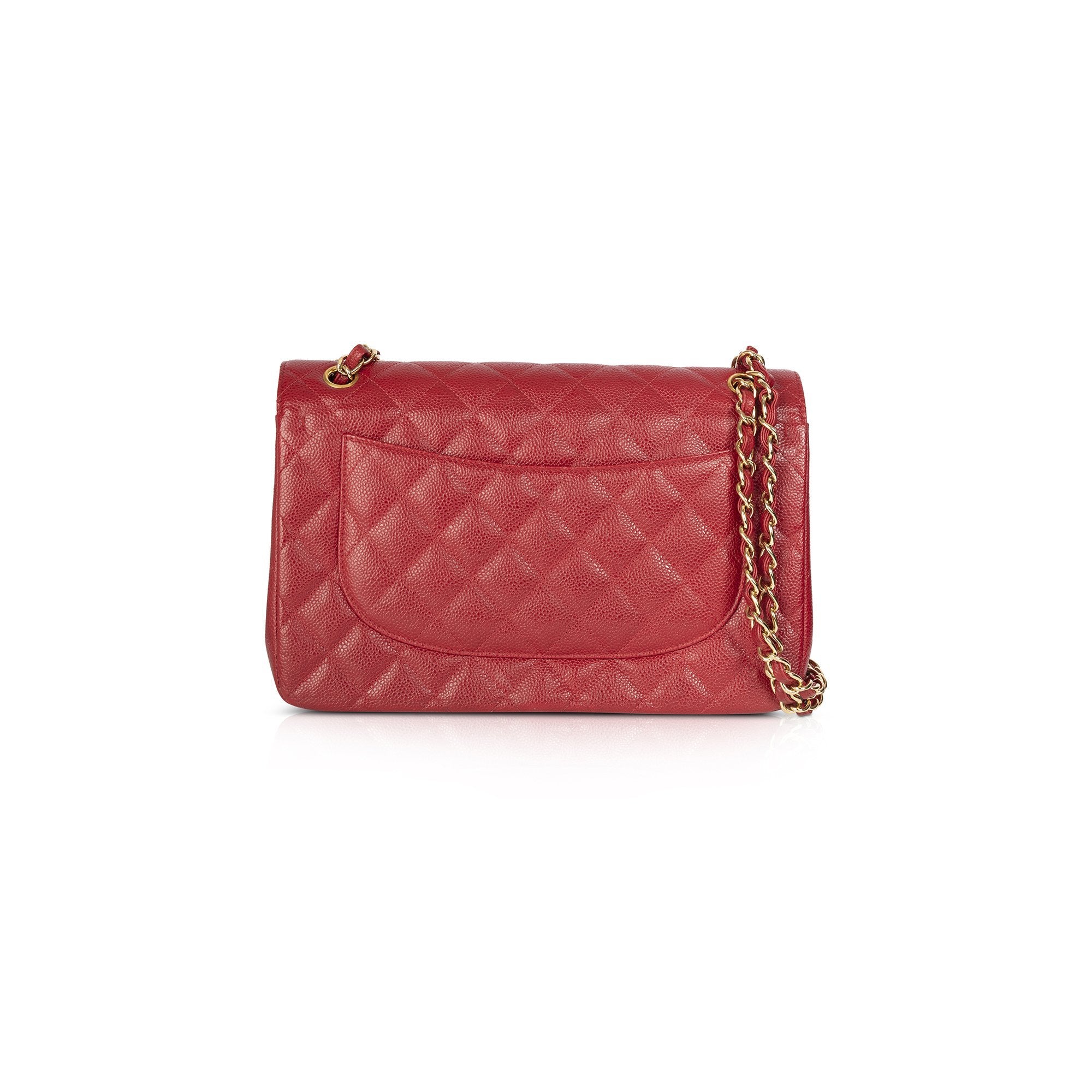 Chanel Red Caviar Large Classic Double Flap Bag w/ Box & Authenticity Card