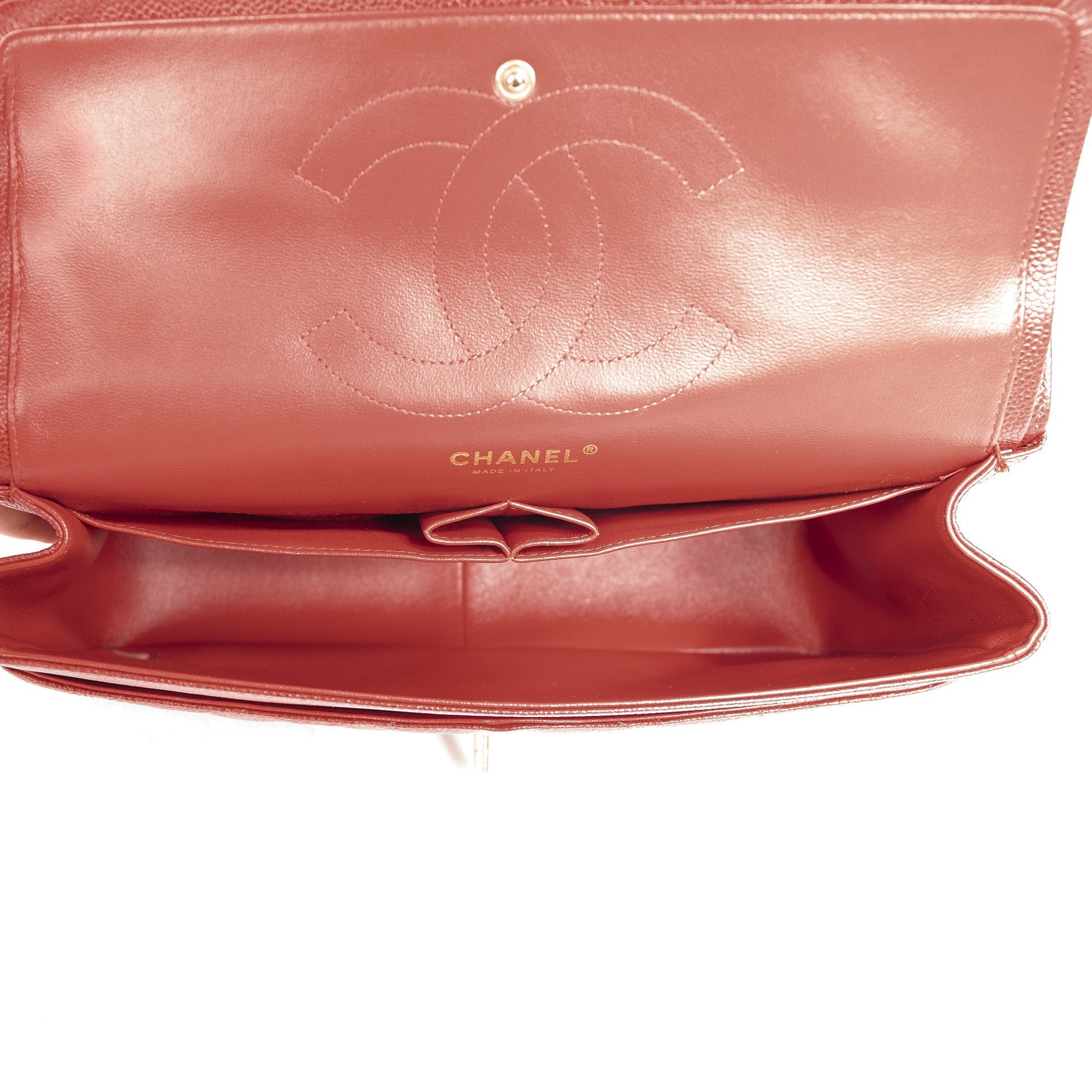 Chanel Red Caviar Large Classic Double Flap Bag w/ Box & Authenticity Card