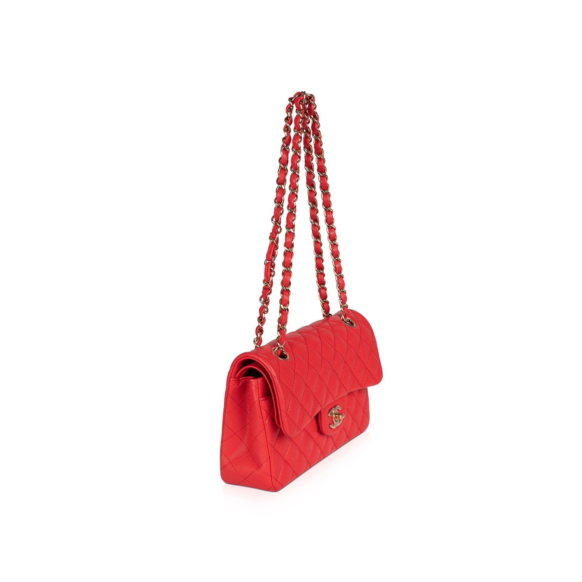 Chanel Red Caviar Small Classic Double Flap Bag w/ Box & Authenticity Card