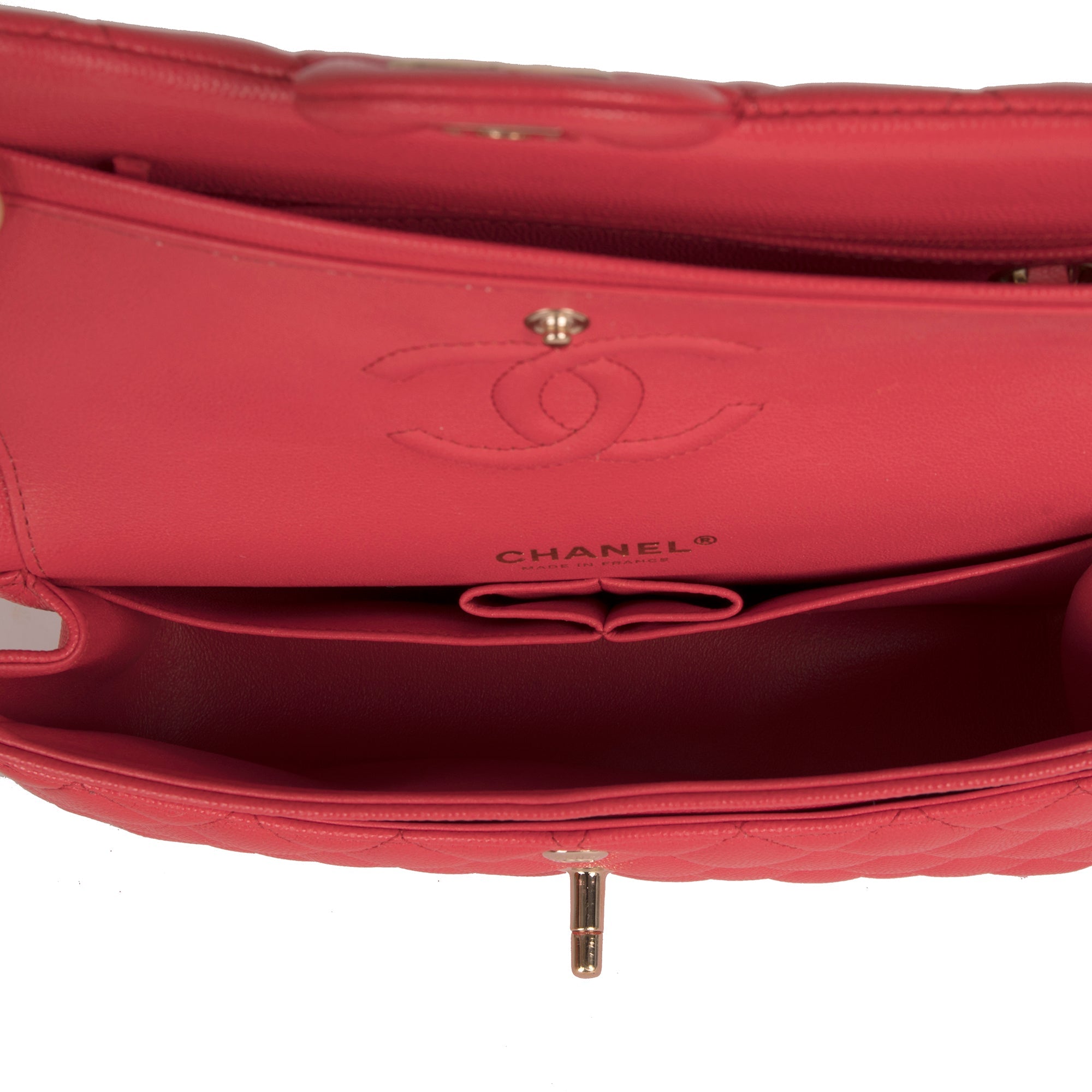 Chanel Red Caviar Small Classic Double Flap Bag w/ Box & Authenticity Card