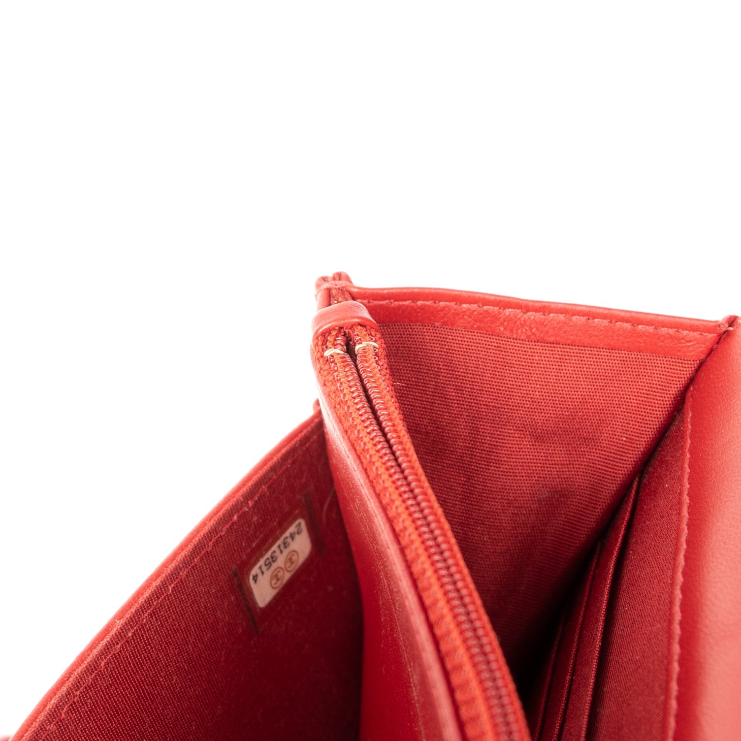 Chanel Red Lambskin Leather Boy Wallet on Chain w/ Box & Authenticity Card