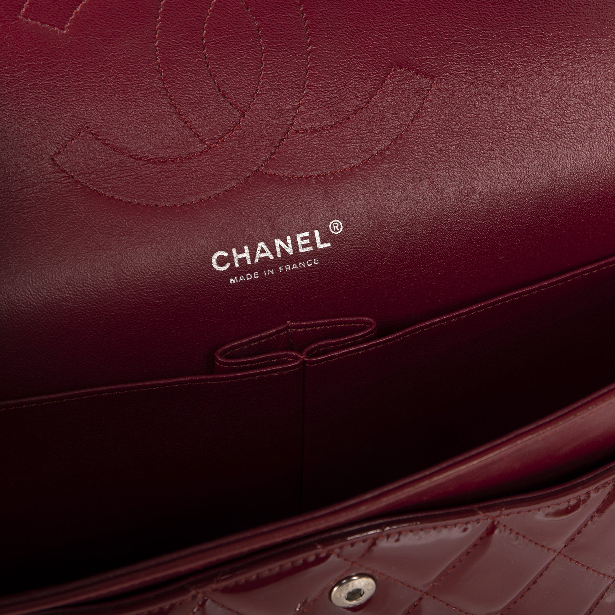 Chanel Red Patent Leather Classic Jumbo Double Flap Bag