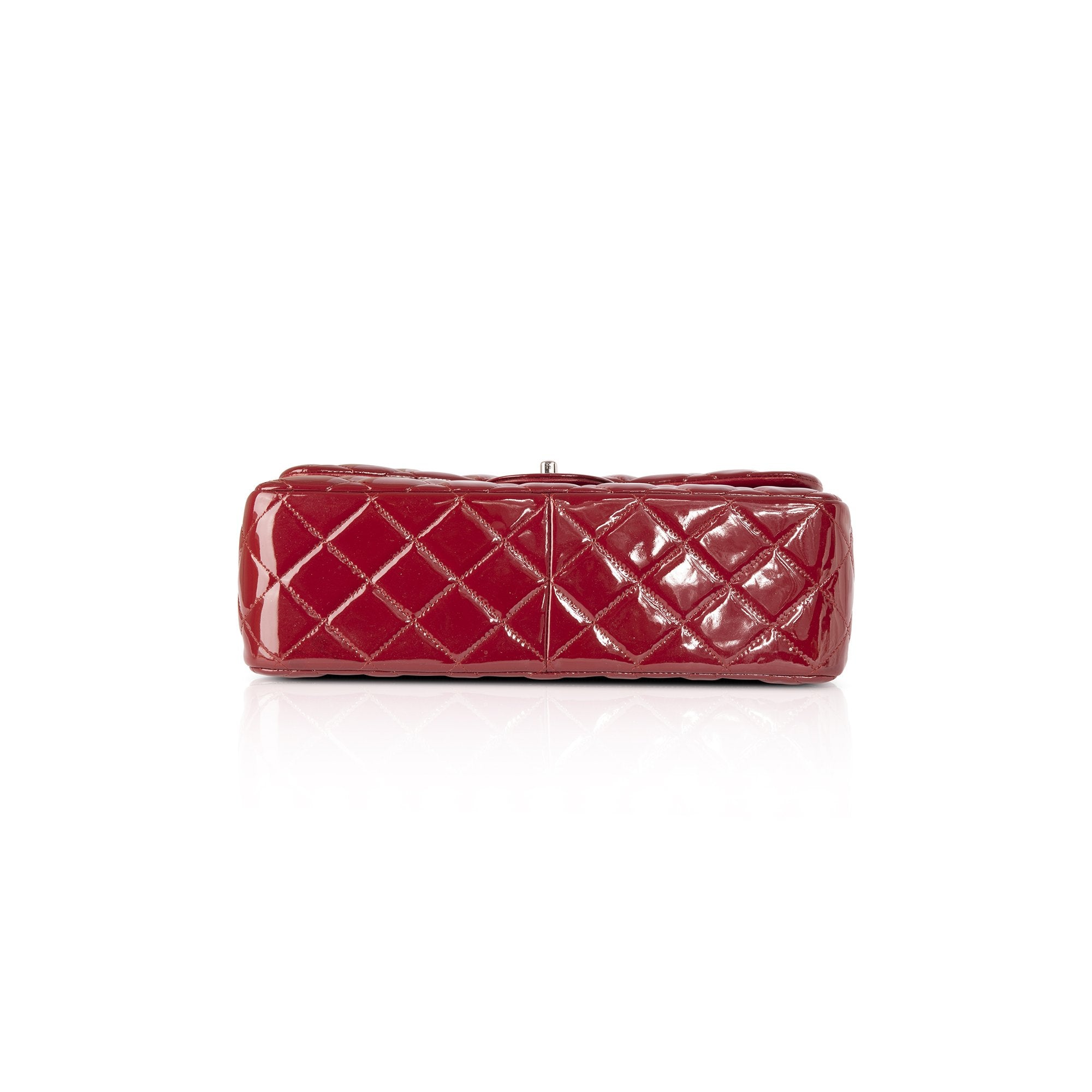 Chanel Red Patent Leather Classic Jumbo Double Flap Bag
