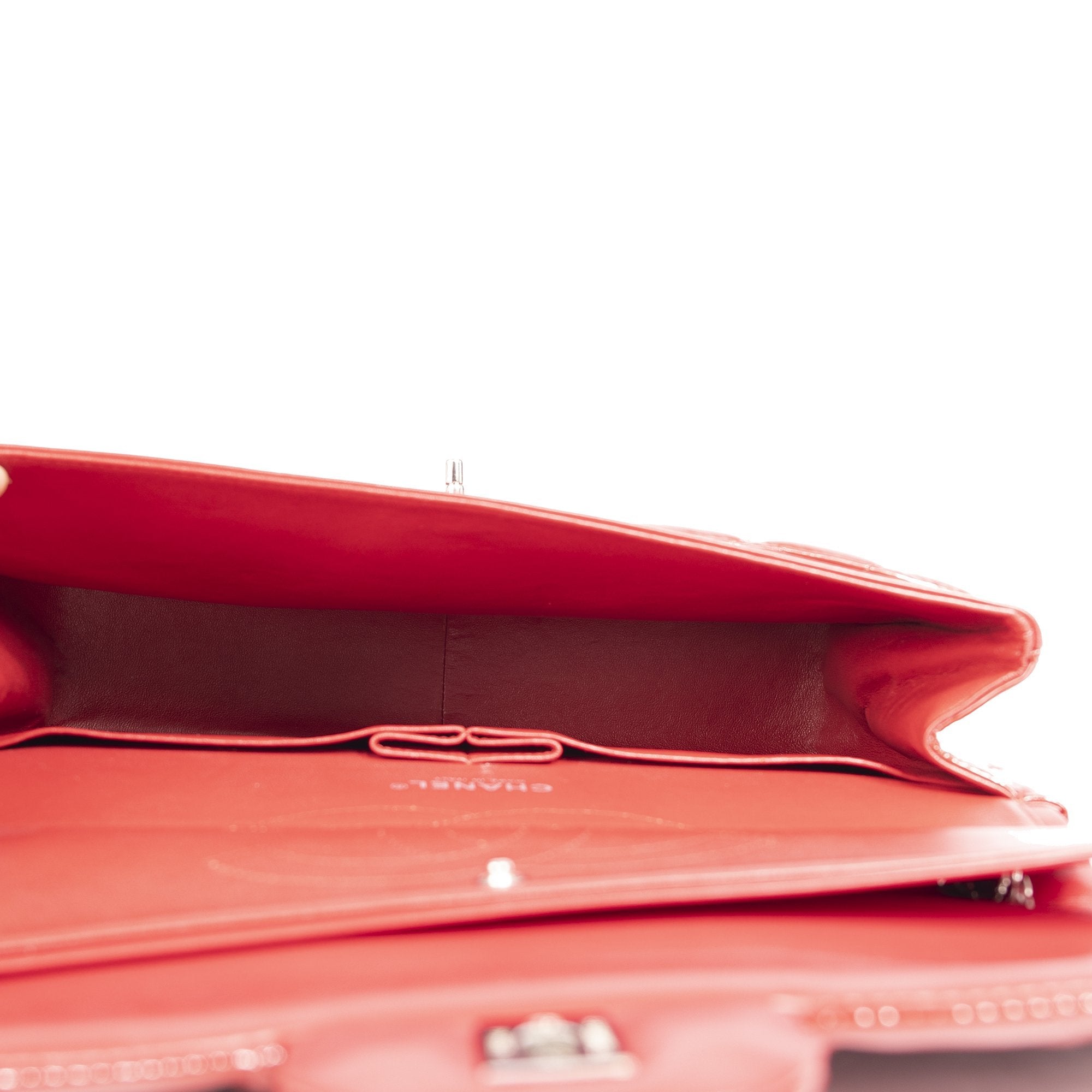 Chanel Red Patent Leather Classic Jumbo Double Flap Bag