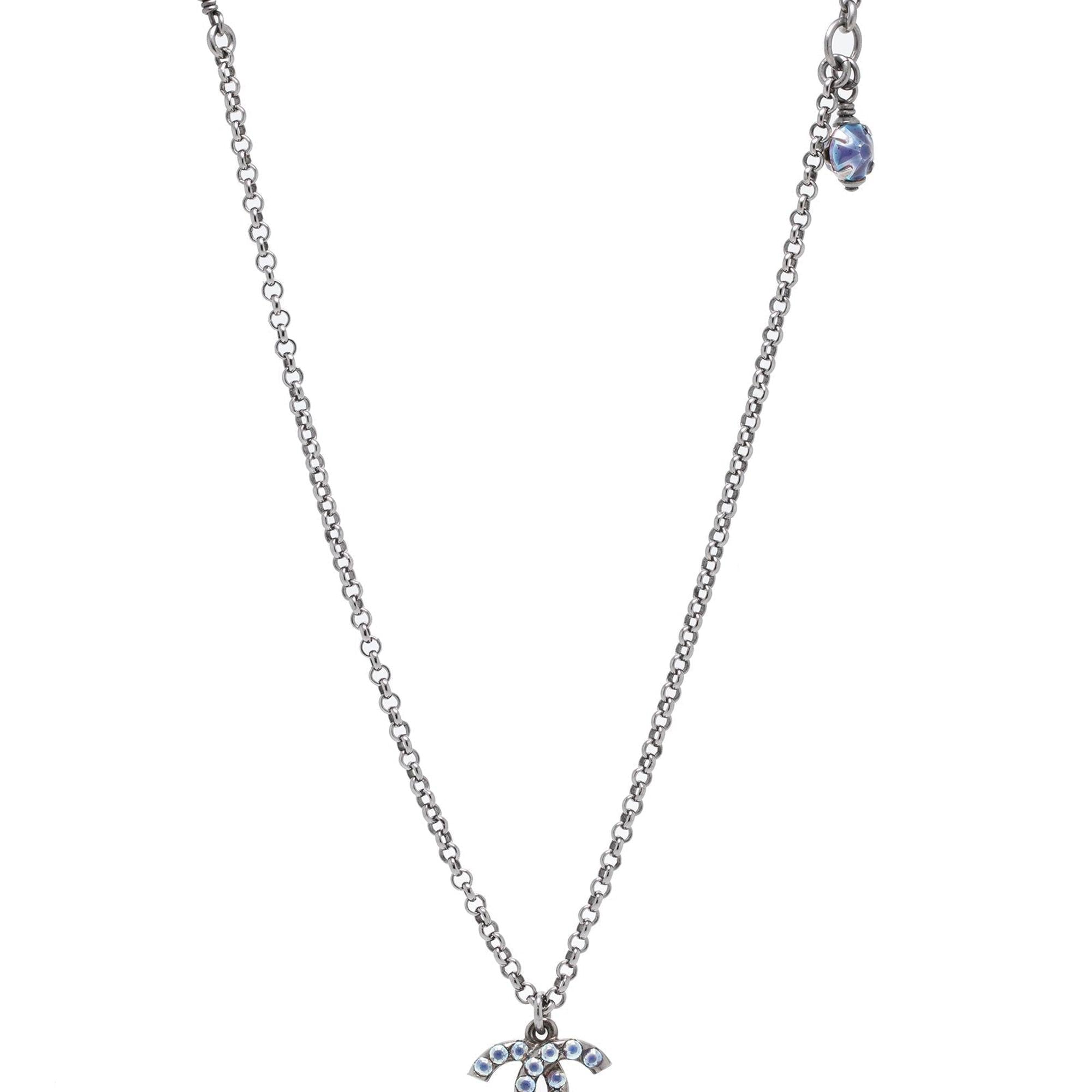 Chanel Ruthenium & Iridescent Purple Crystal CC Necklace