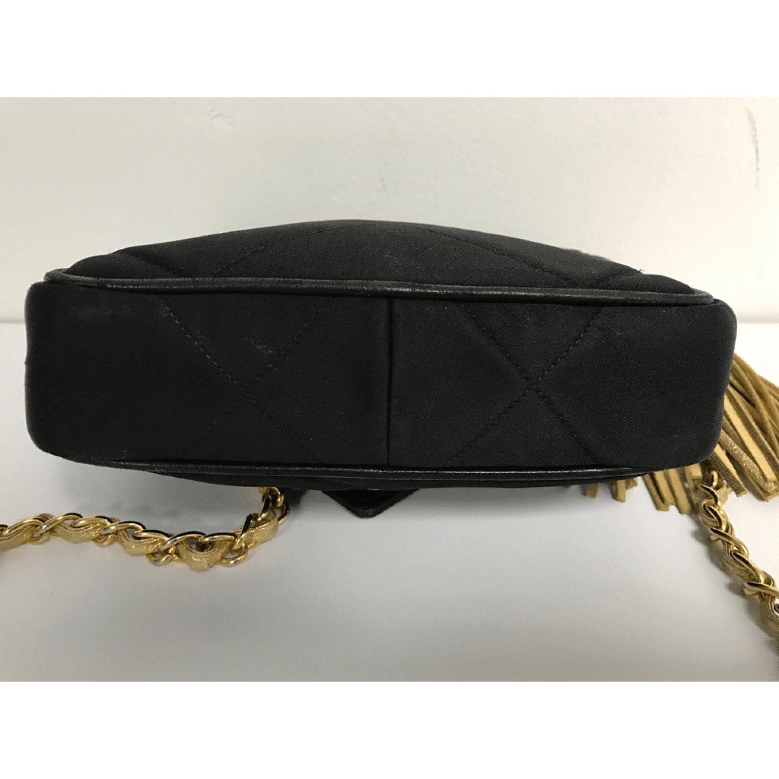 Chanel Satin Black and Gold Tassel Evening Bag