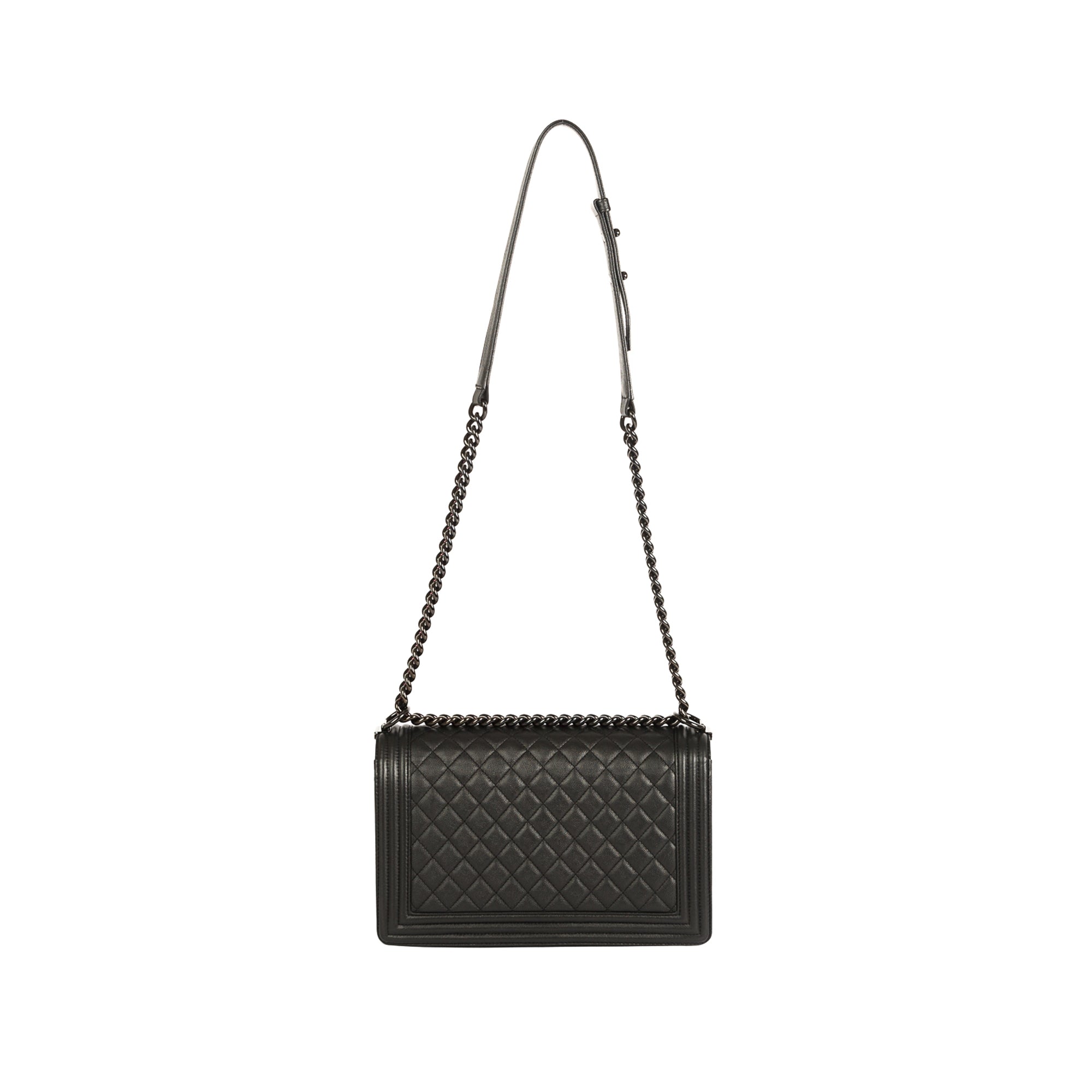 Chanel So Black Caviar Large Boy Bag w/ Authenticity Card